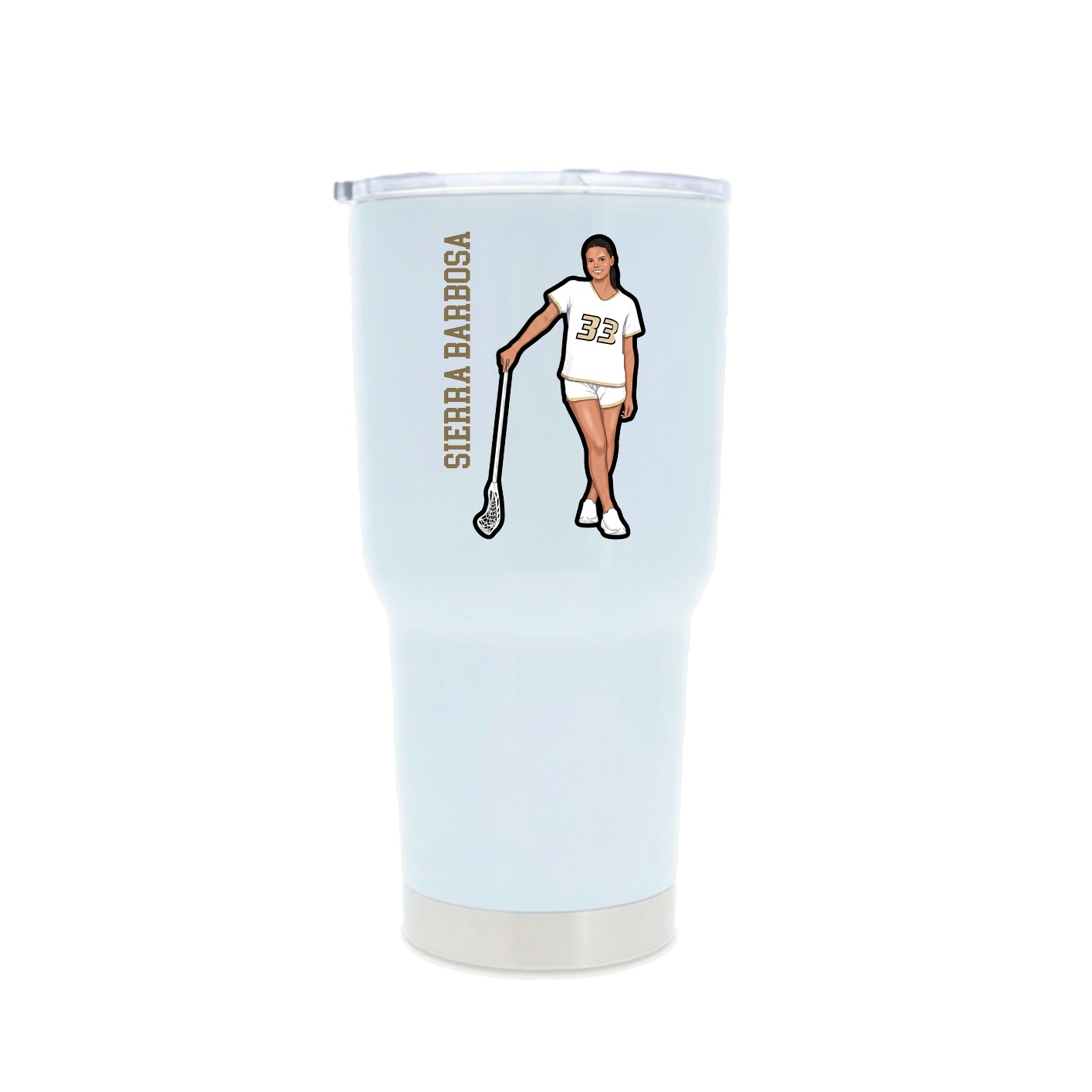 30oz Stainless Steel Tumbler — Name Vertical in White