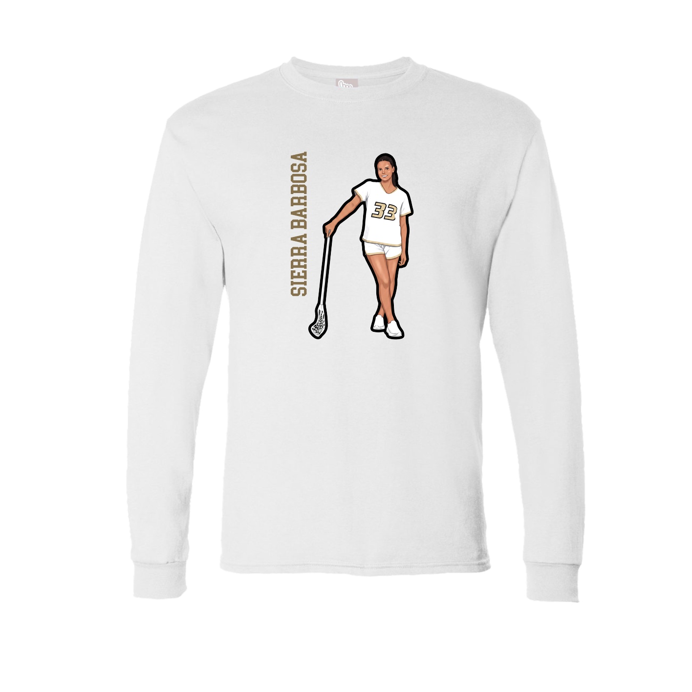 Long Sleeve Tee — Name Vertical in White