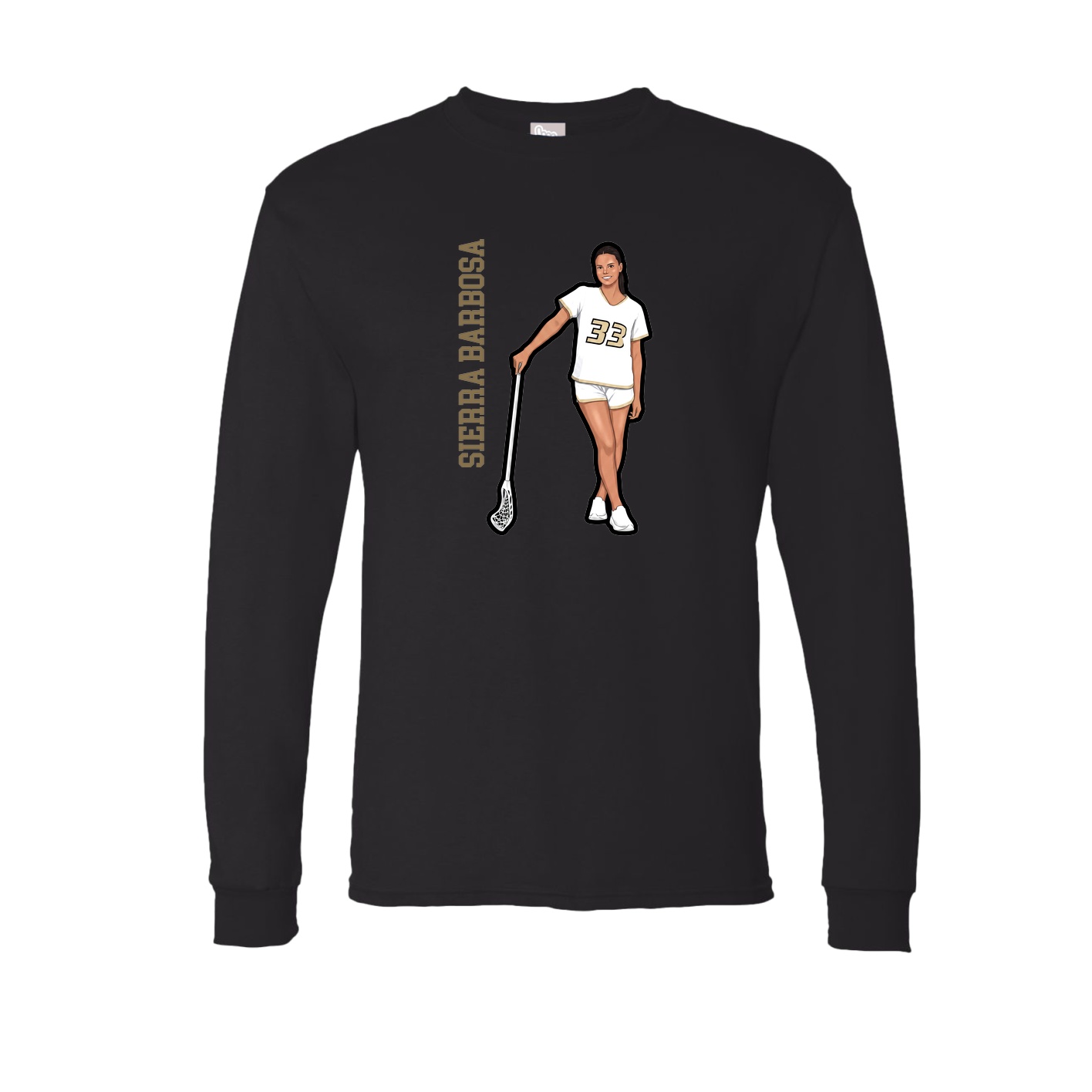 Long Sleeve Tee — Name Vertical in Black
