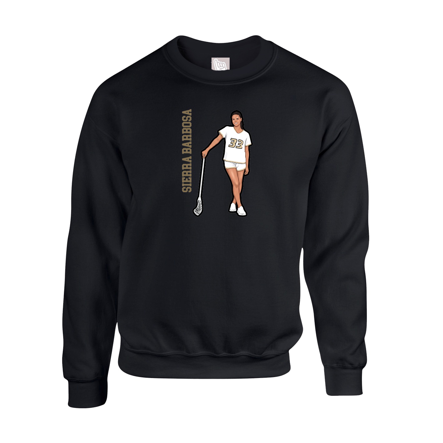 Fleece Crew — Name Vertical in Black