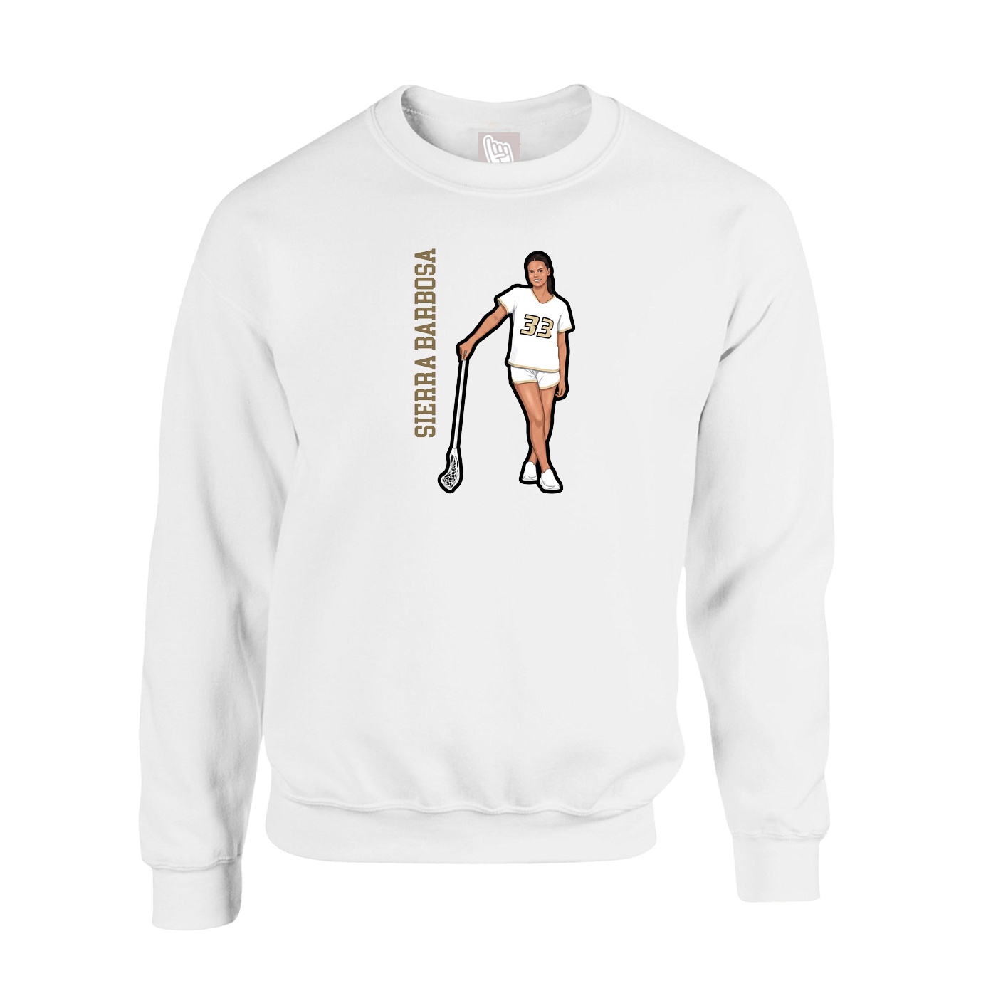 Fleece Crew — Name Vertical in White