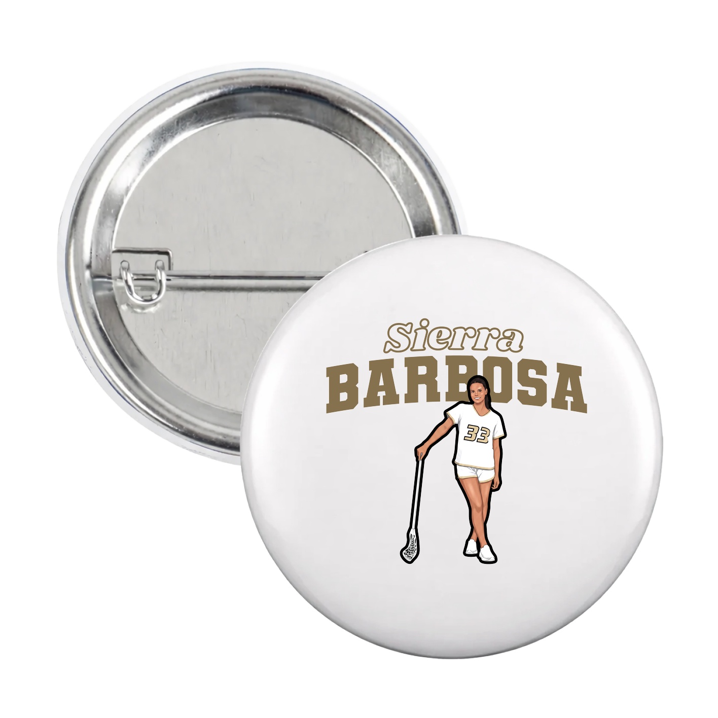 Game Day Button — Name Arch in White