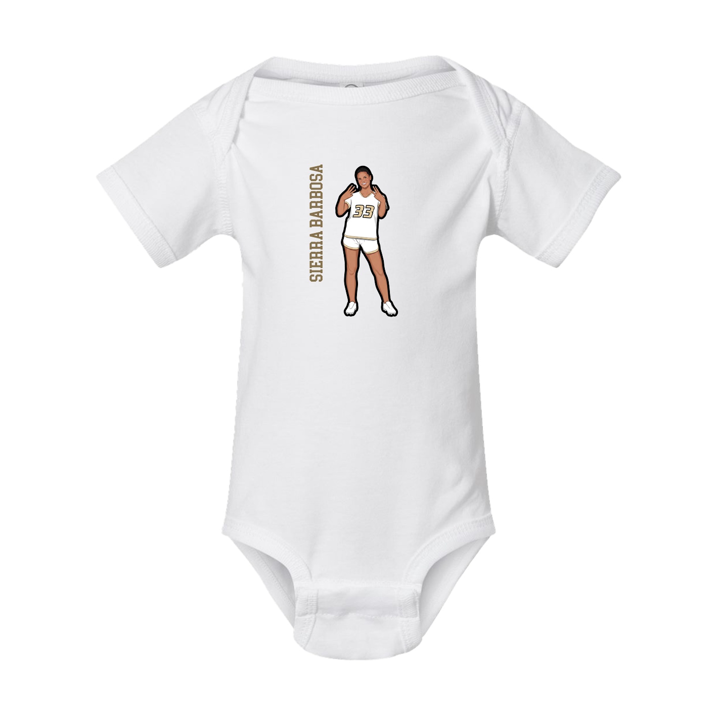 Baby Onesie — Name Vertical in White