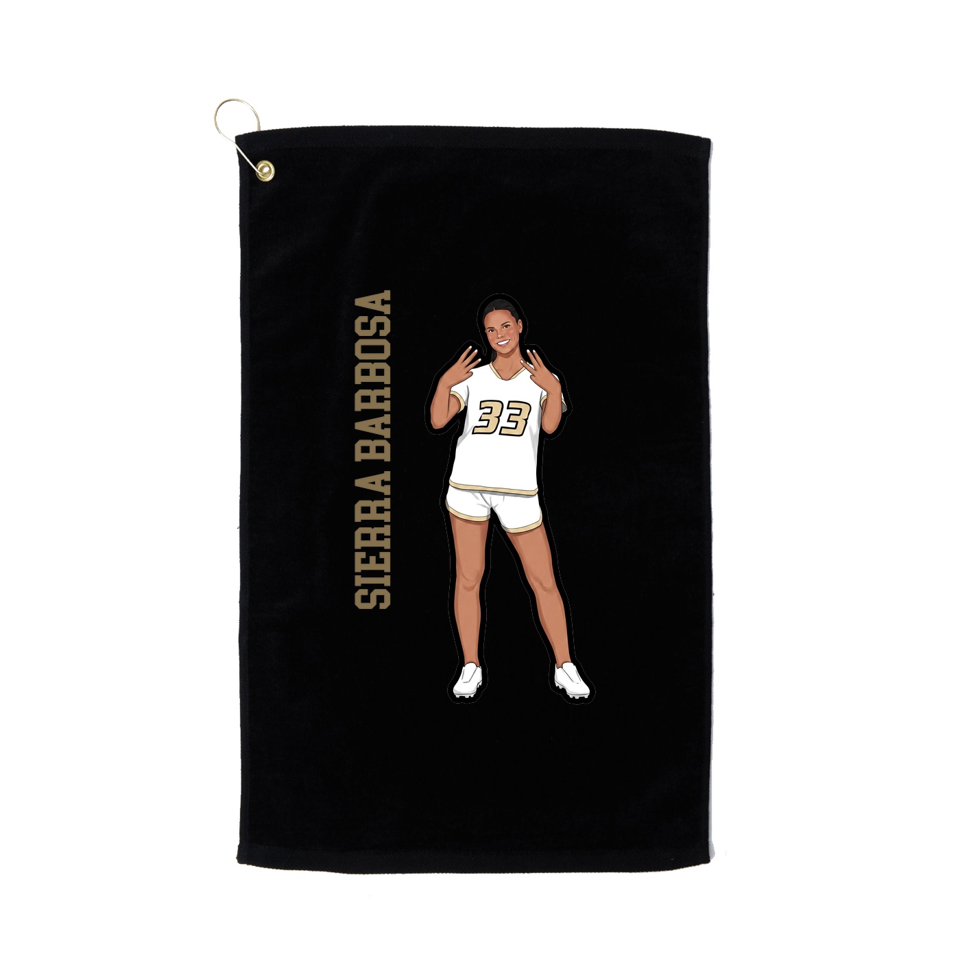 Golf Towel — Name Vertical in Black