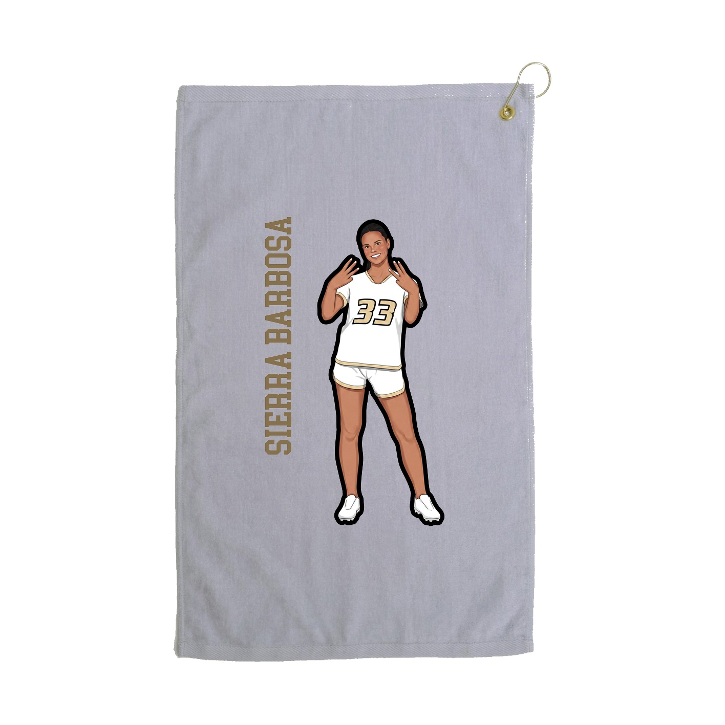 Golf Towel — Name Vertical in Grey