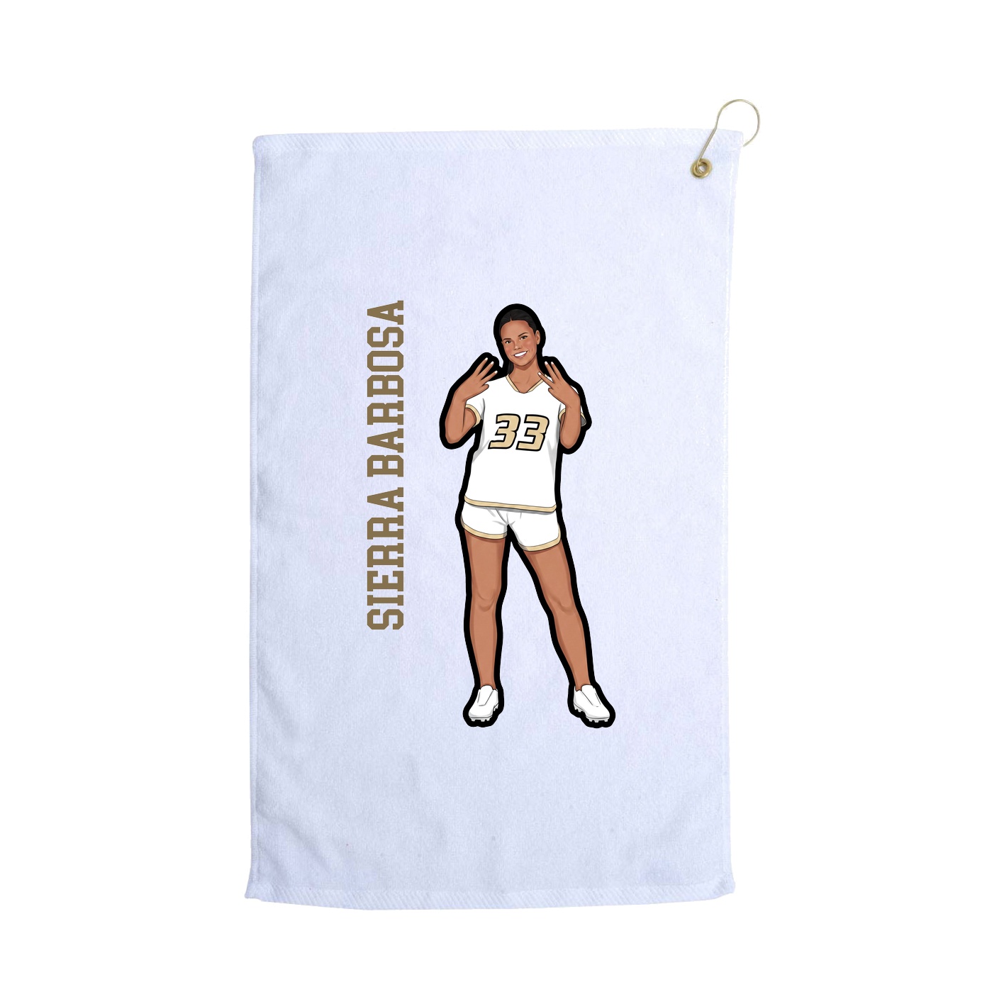Golf Towel — Name Vertical in White