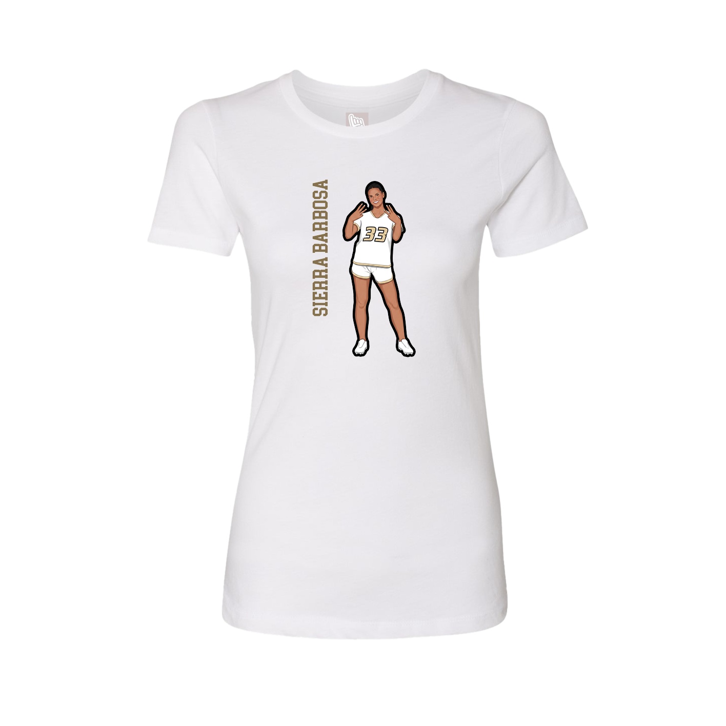 Womens Tee — Name Vertical in White