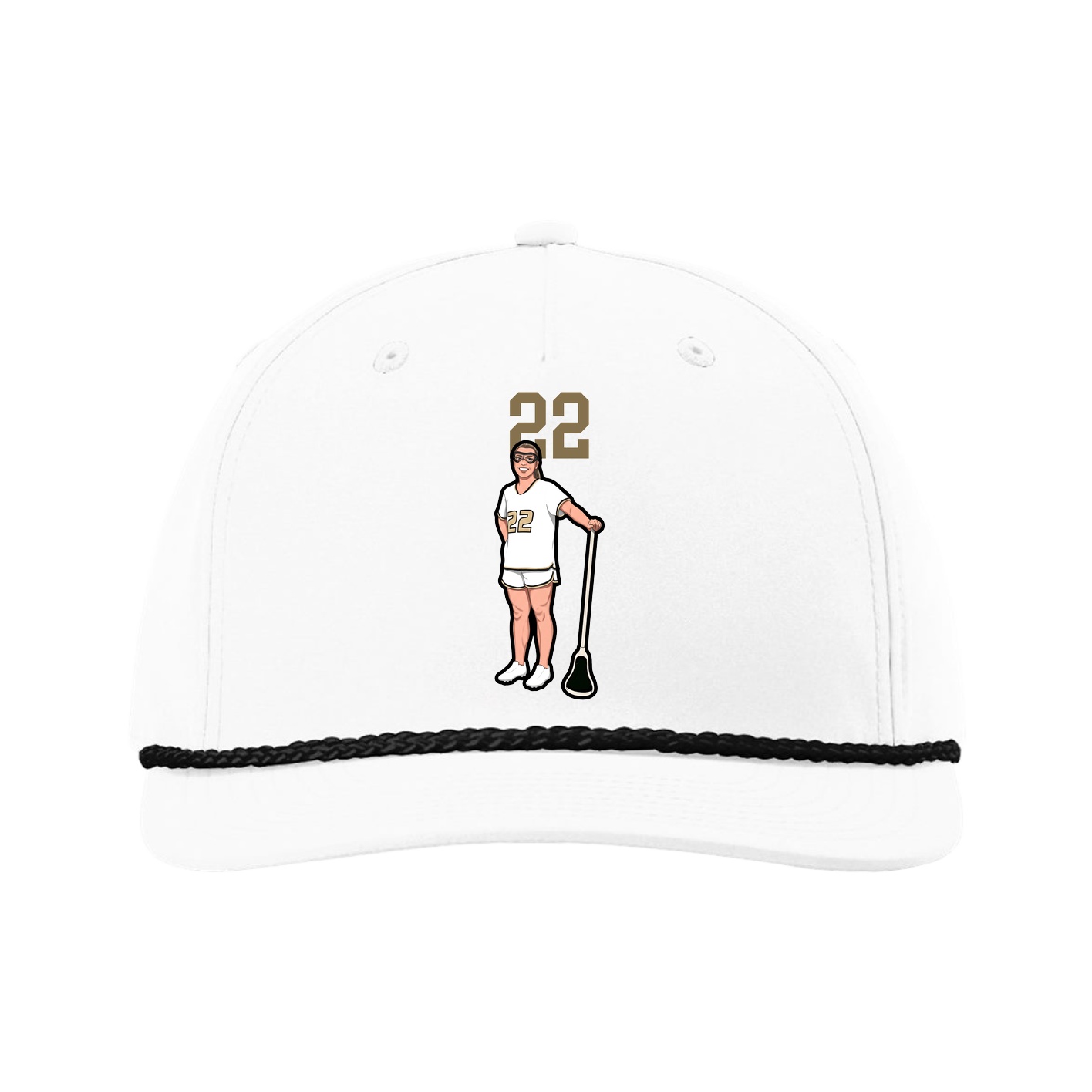 Five-Panel Classic Rope Cap — Number Top in White