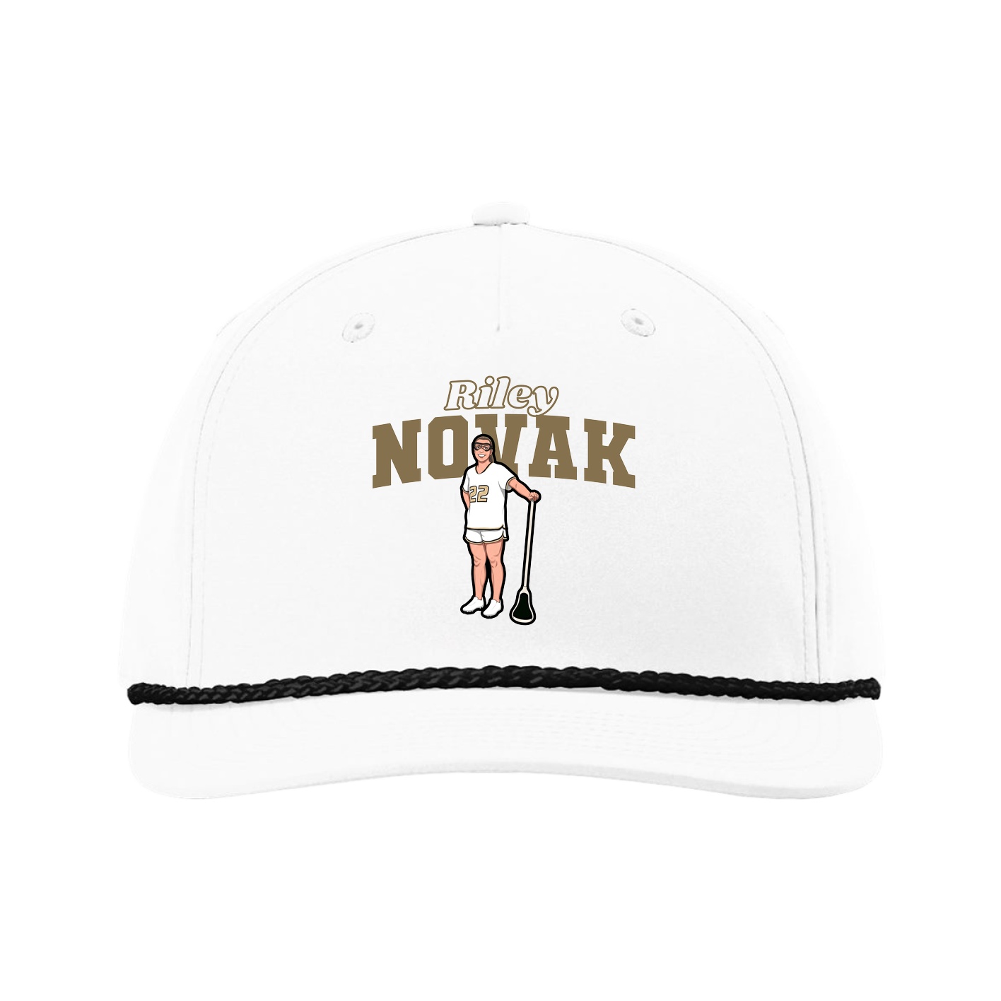 Five-Panel Classic Rope Cap — Name Arch in White