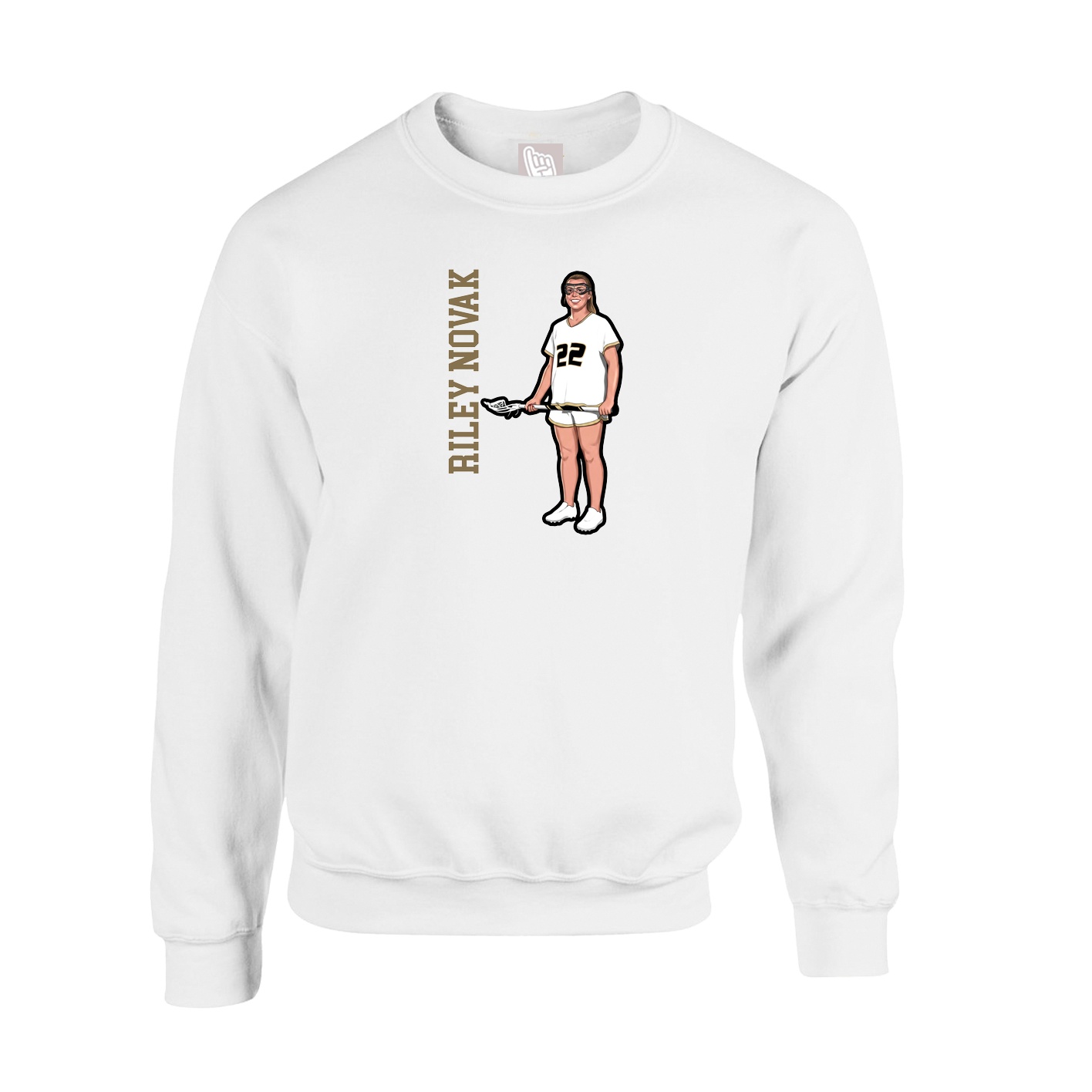 Fleece Crew — Name Vertical in White