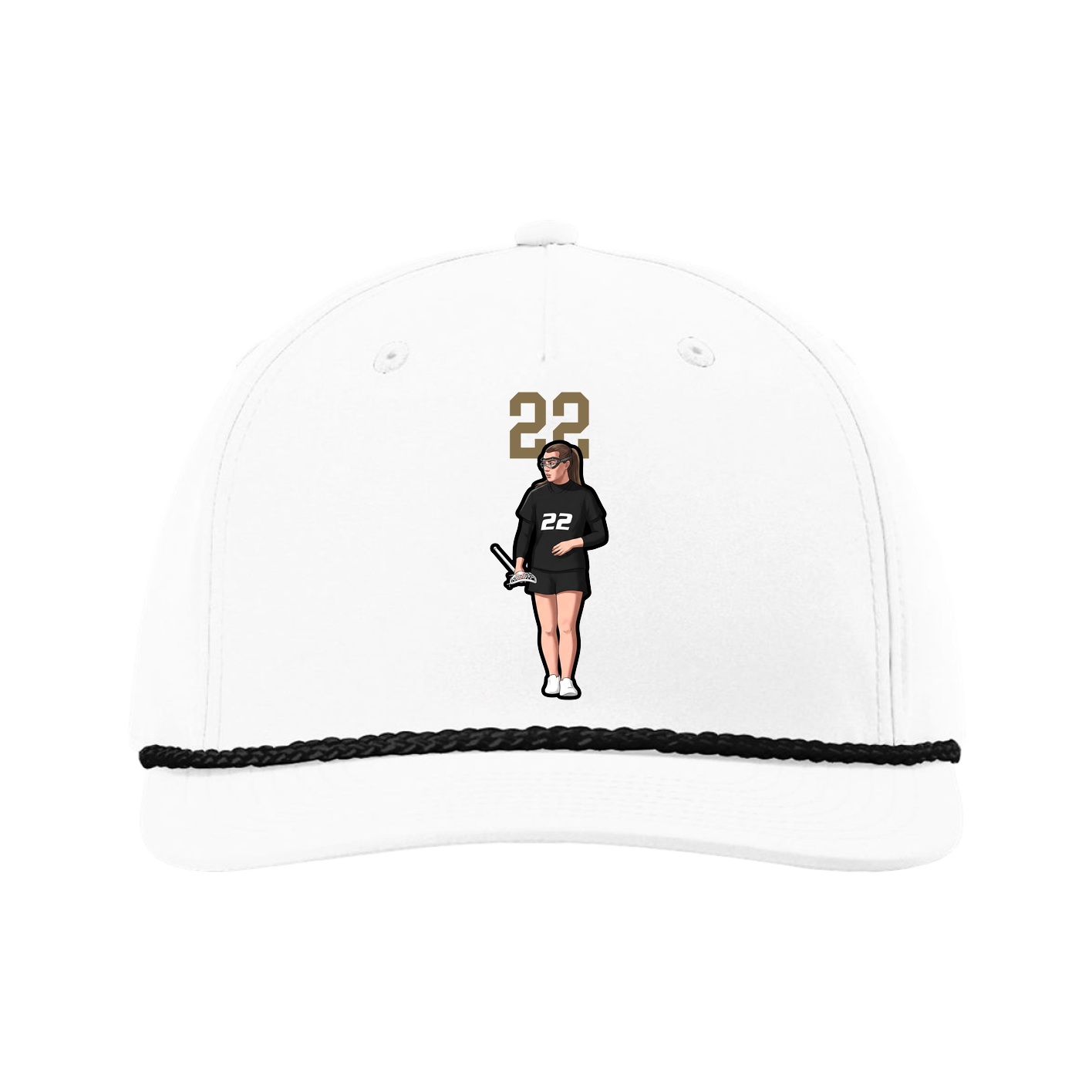 Five-Panel Classic Rope Cap — Number Top in White