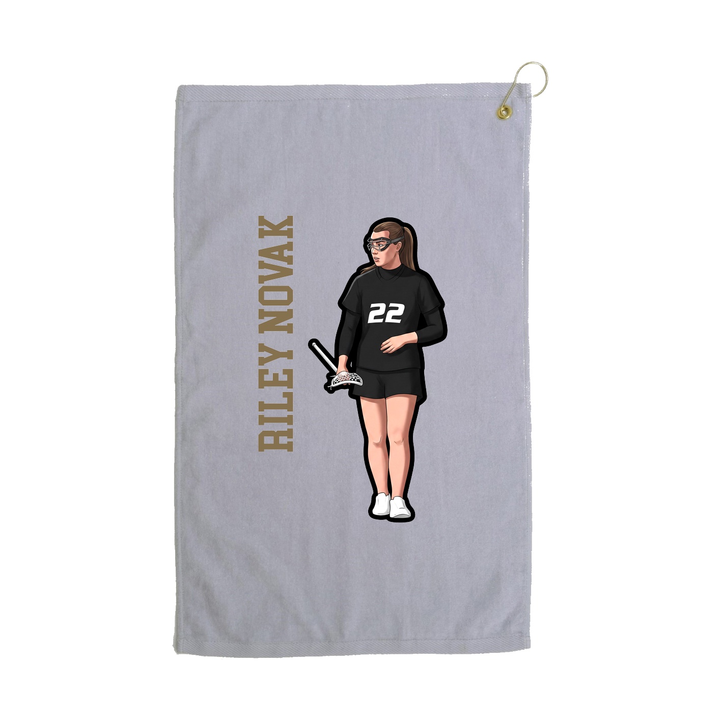 Golf Towel — Name Vertical in Grey