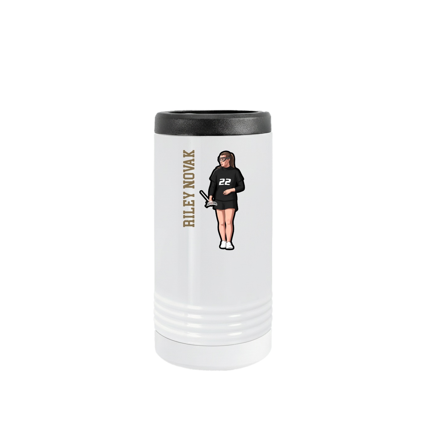 Slim Beverage Holder — Name Vertical in White