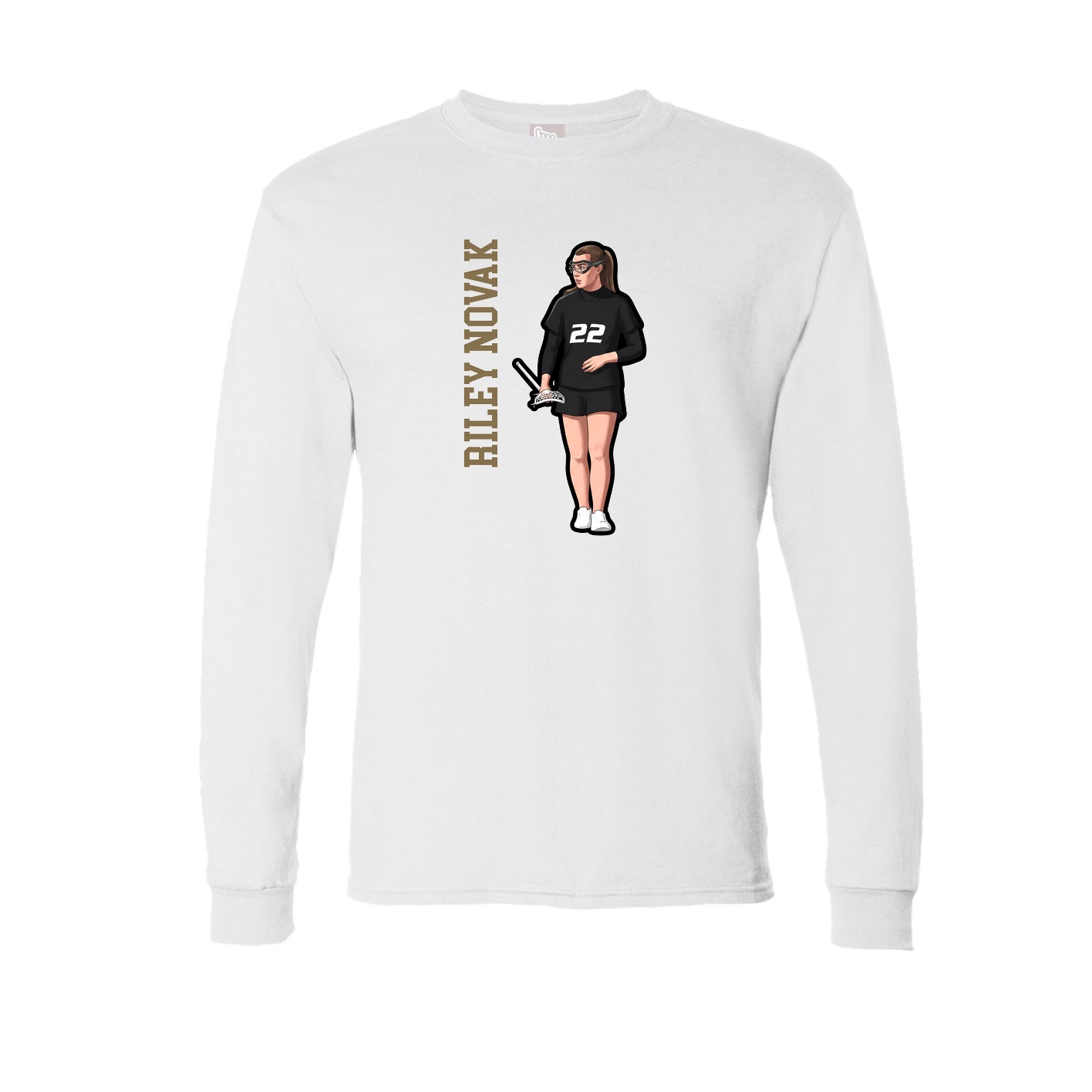 Long Sleeve Tee — Name Vertical in White