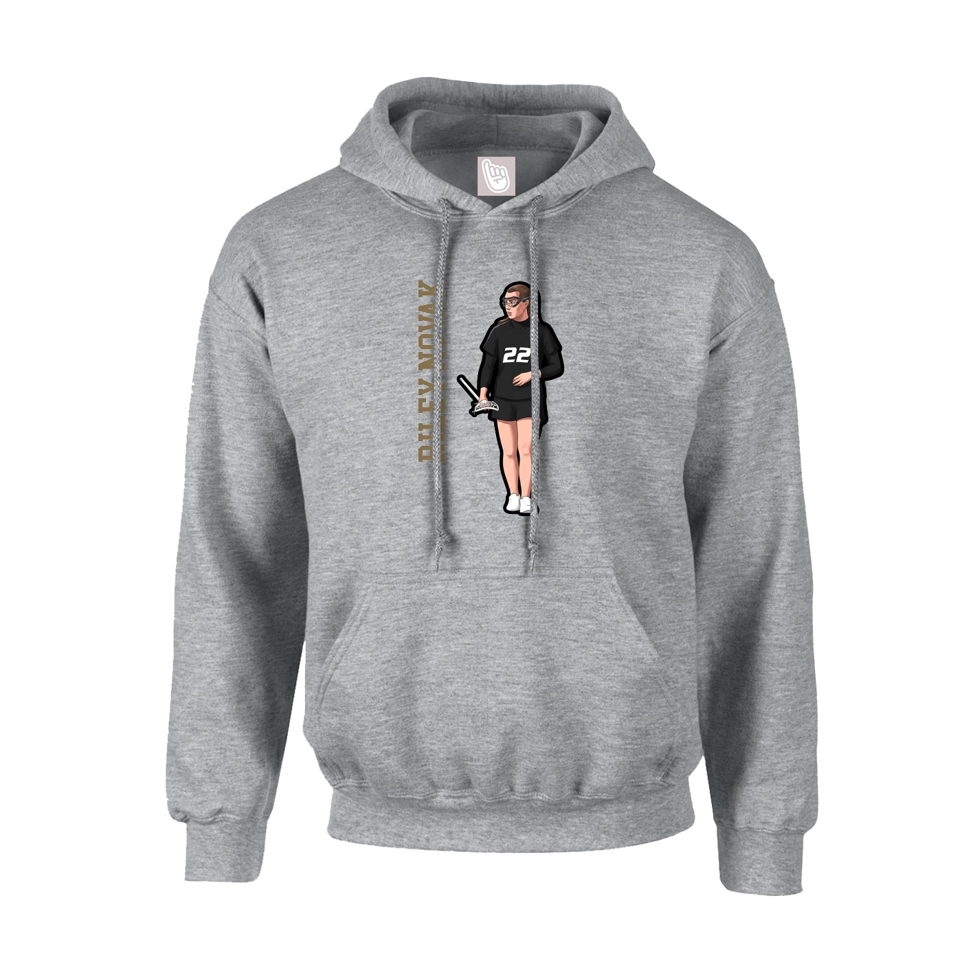 Youth Hoodie — Name Vertical in Grey