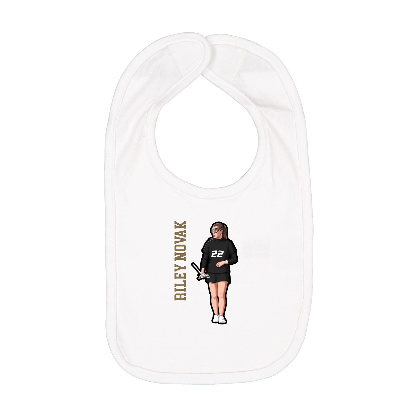 Infant Bib — Name Vertical in White