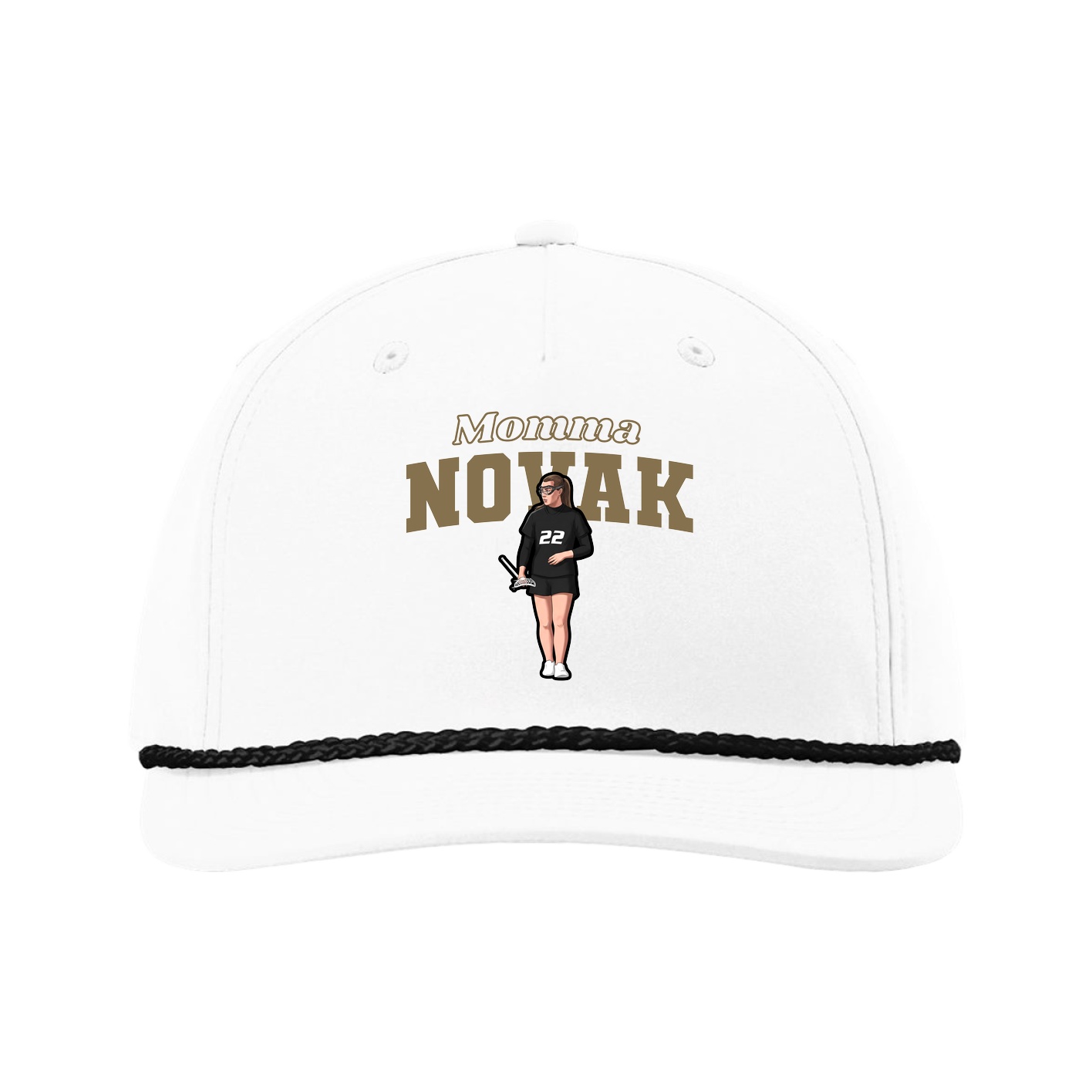 Five-Panel Classic Rope Cap — Mothers Day Block in White