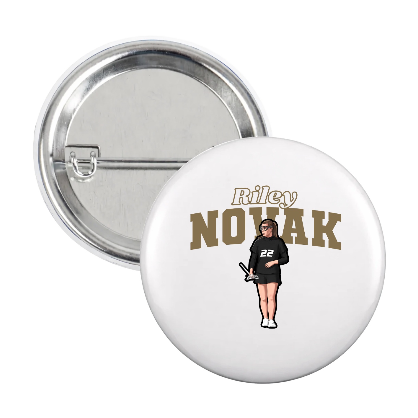 Game Day Button — Name Arch in White