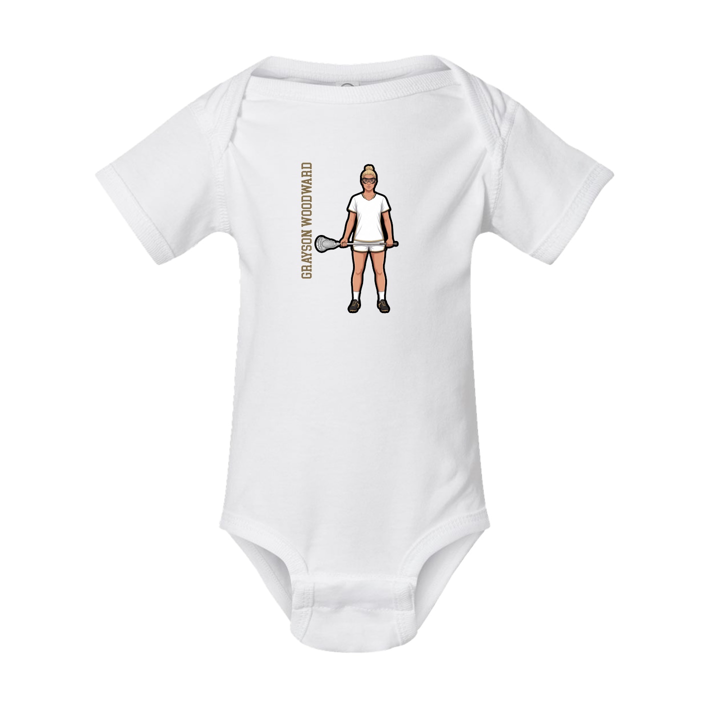 Baby Onesie — Name Vertical in White