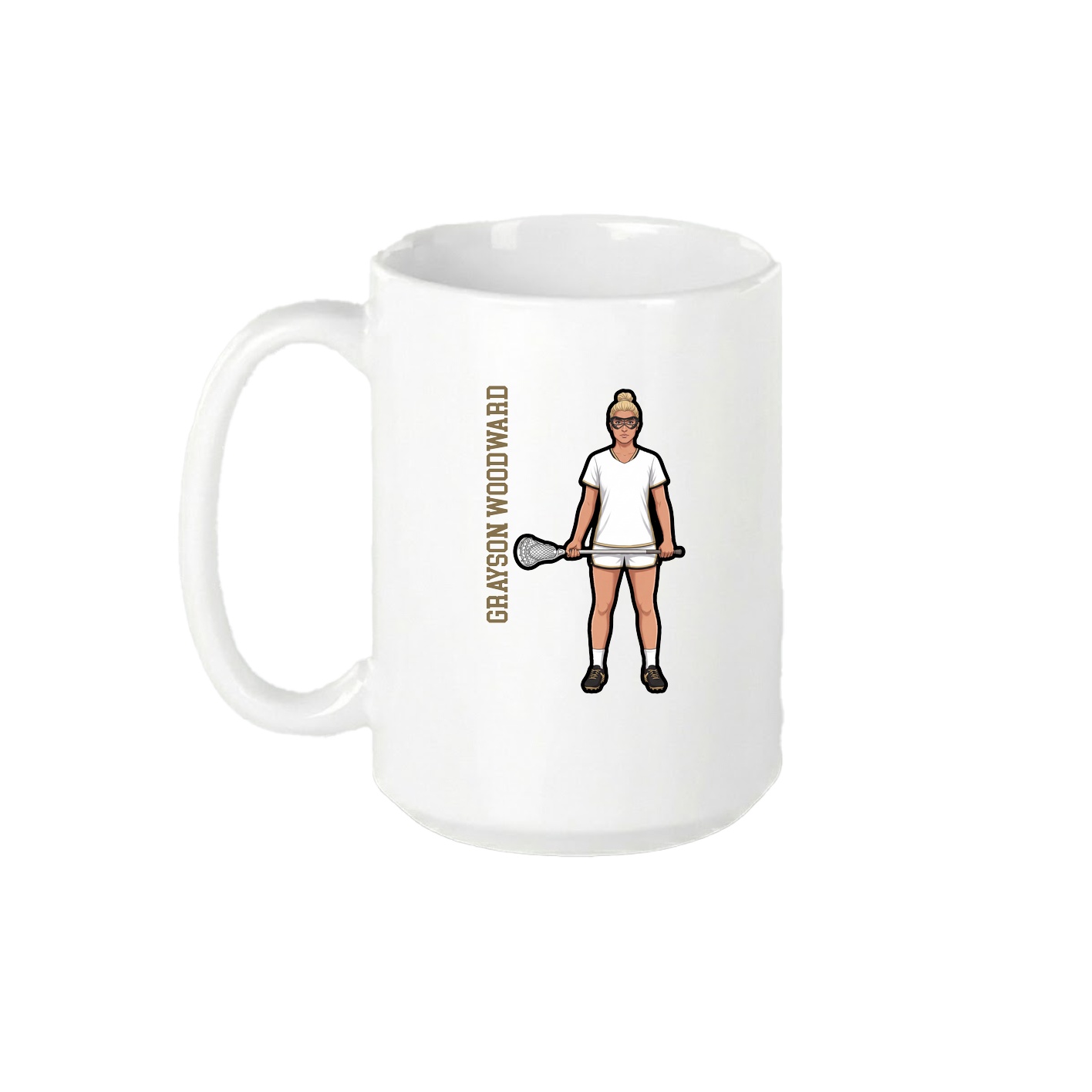 15oz Coffee Mug — Name Vertical in White