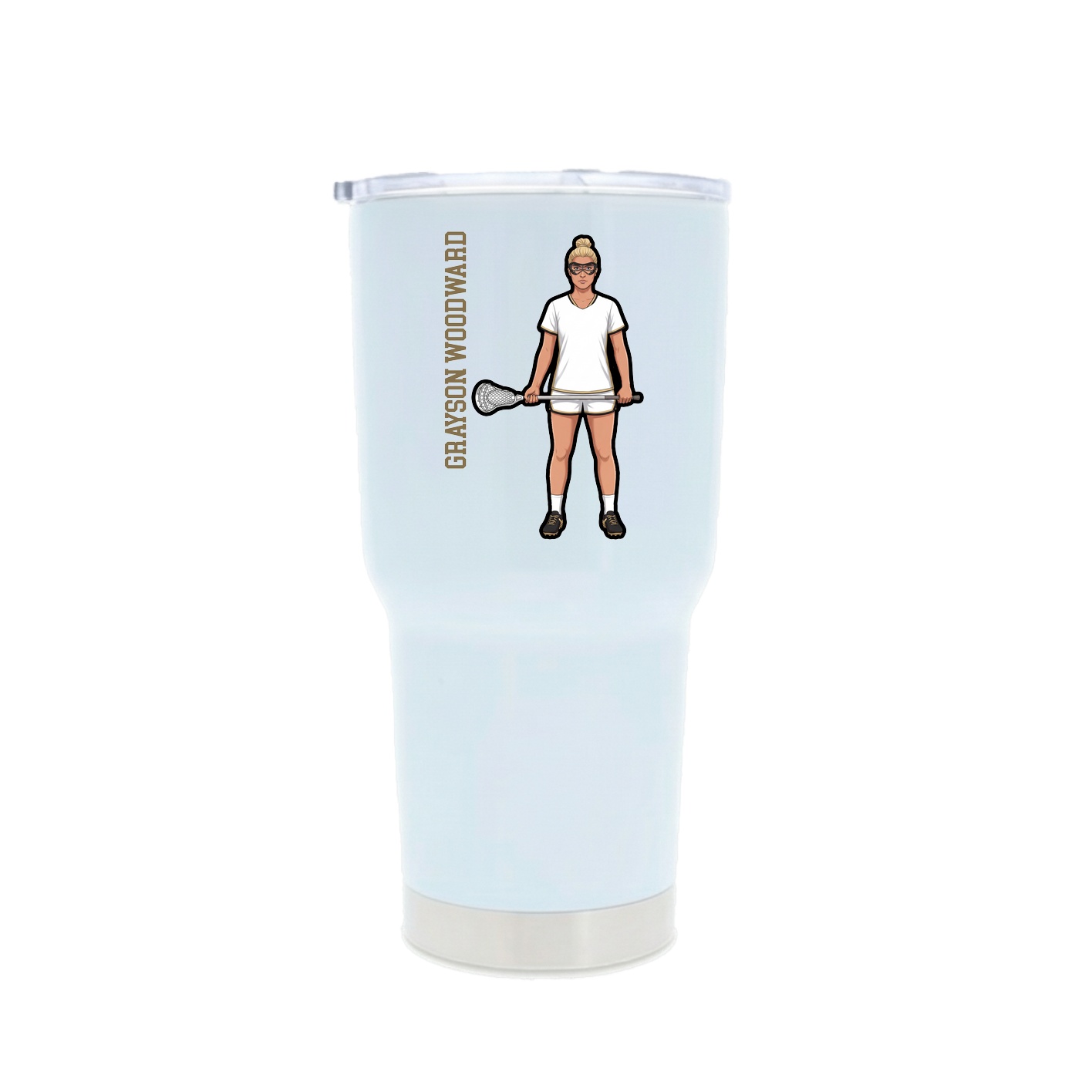 30oz Stainless Steel Tumbler — Name Vertical in White