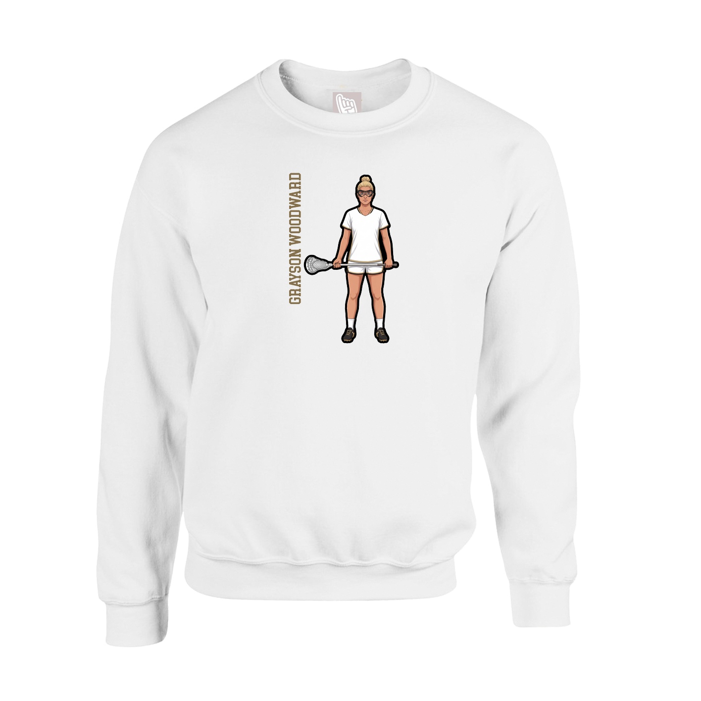 Fleece Crew — Name Vertical in White