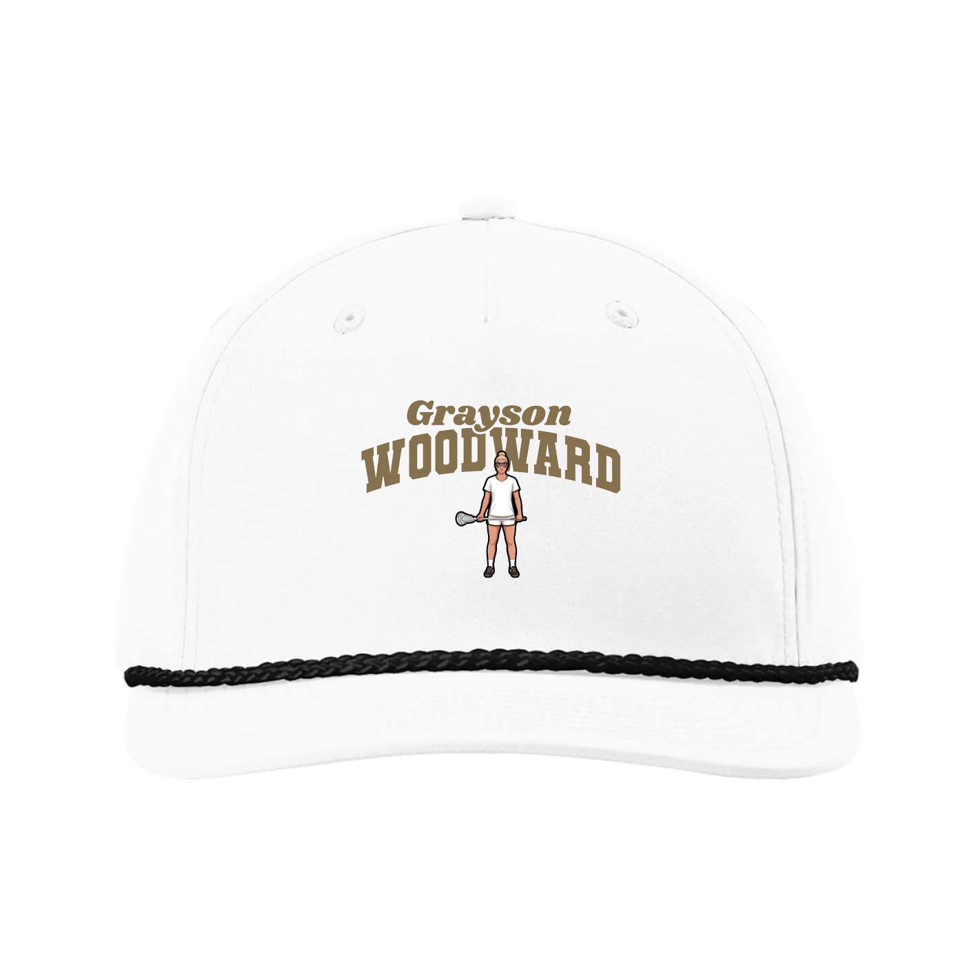 Five-Panel Classic Rope Cap — Signature Arch in White