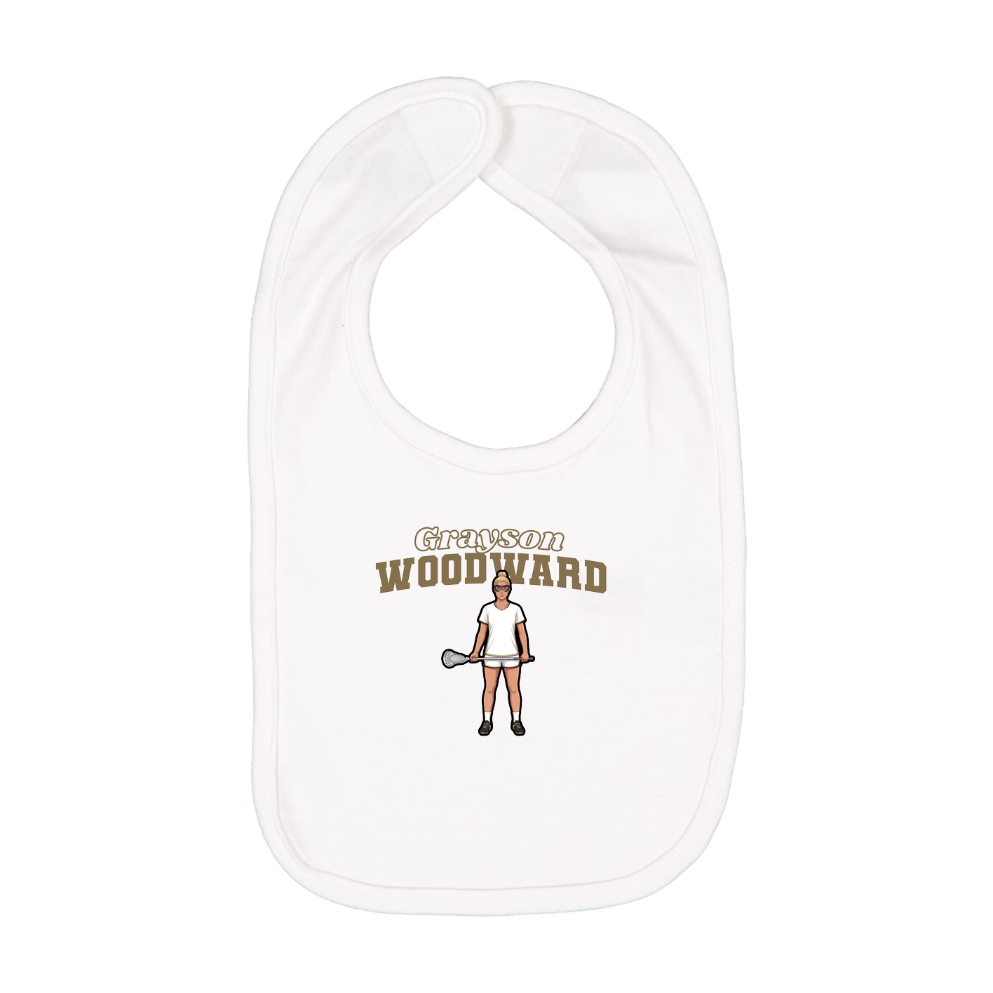 Infant Bib — Name Arch in White