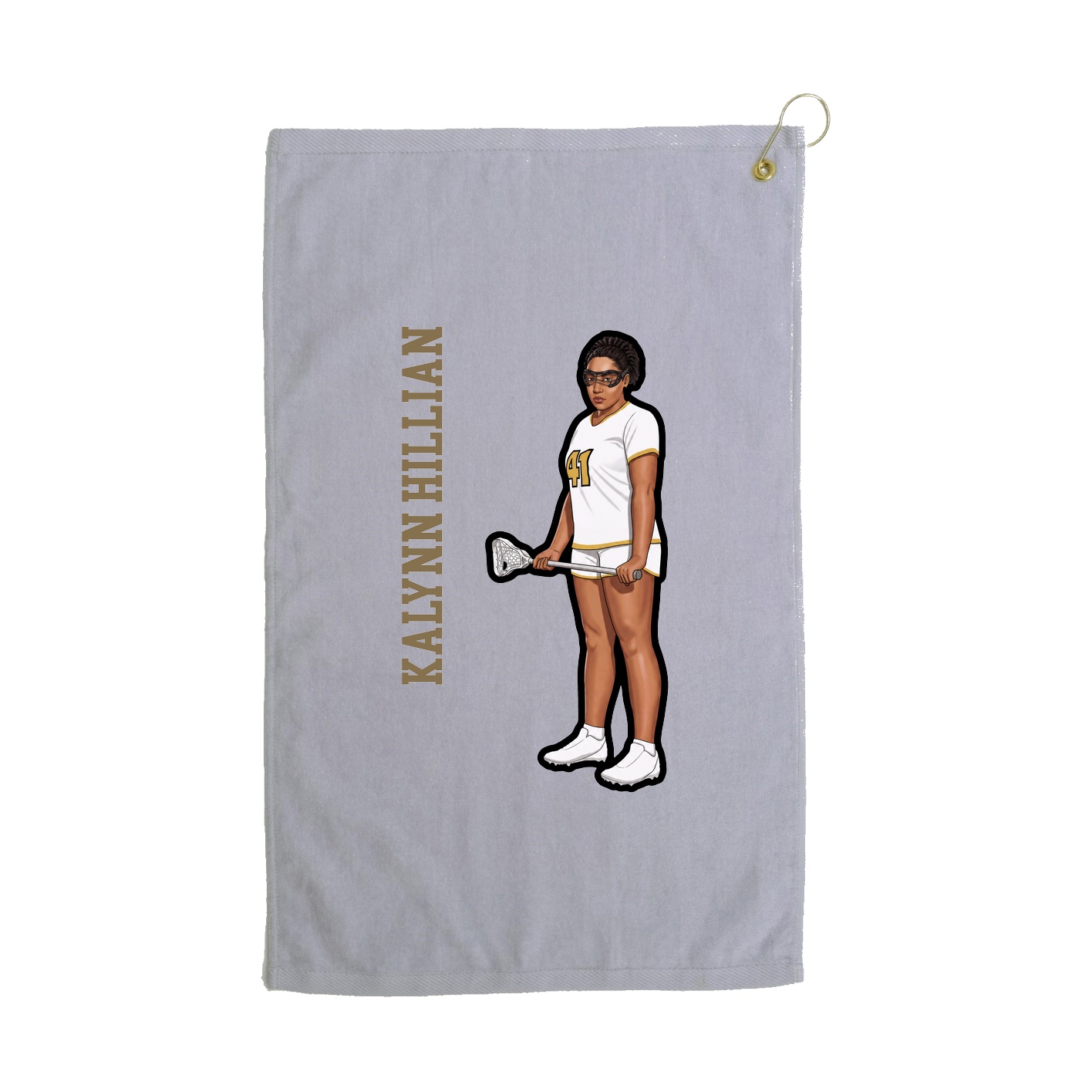 Golf Towel — Name Vertical in Grey