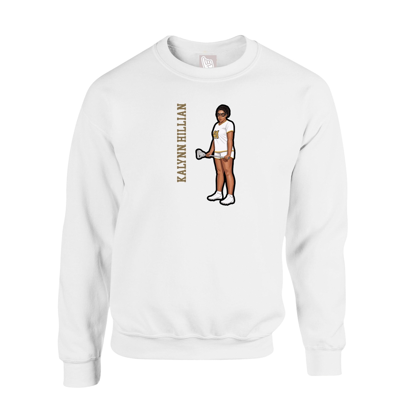 Fleece Crew — Name Vertical in White