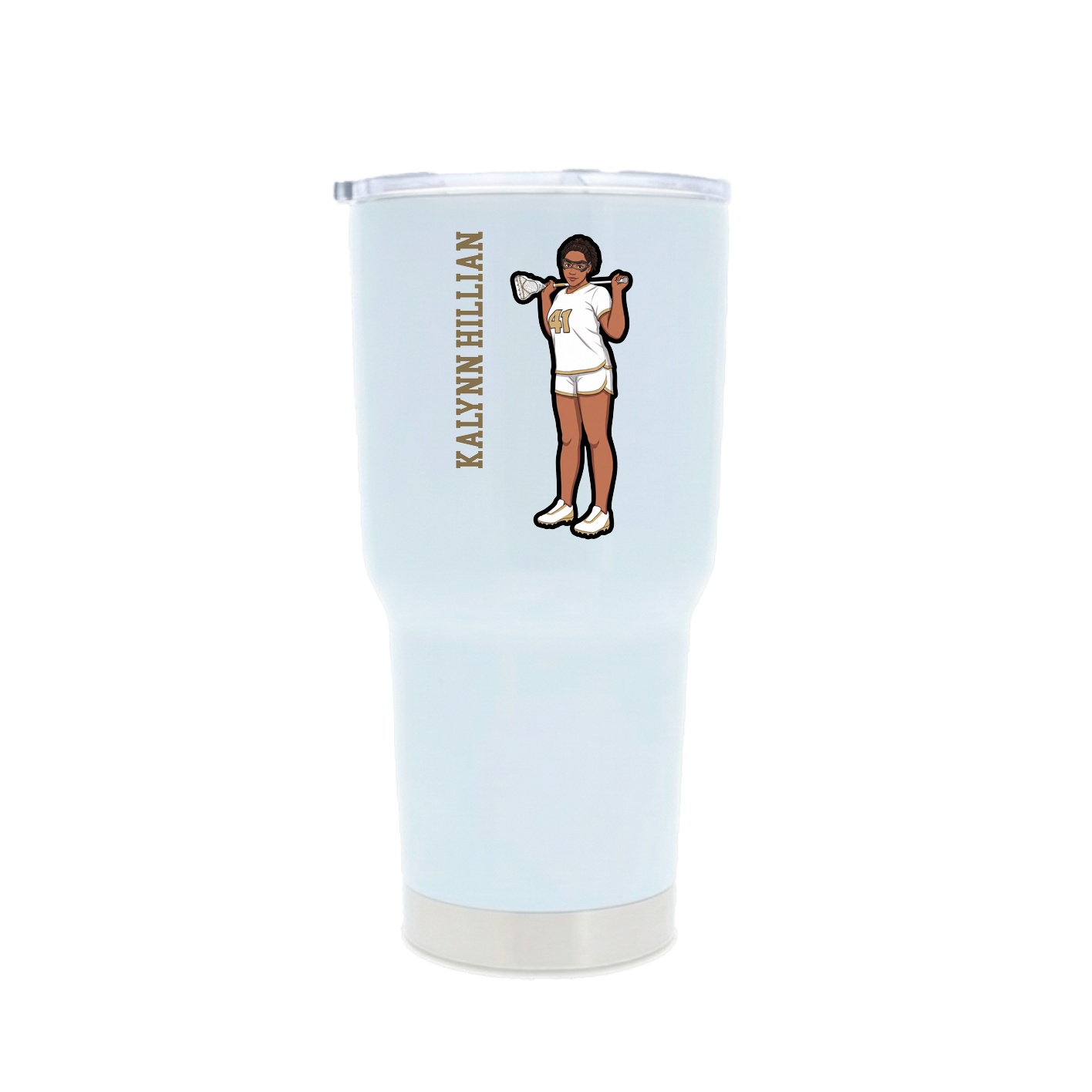 30oz Stainless Steel Tumbler — Name Vertical in White