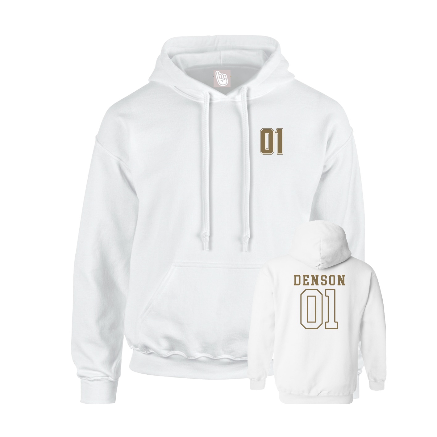 Youth Hoodie — Chest Back in White