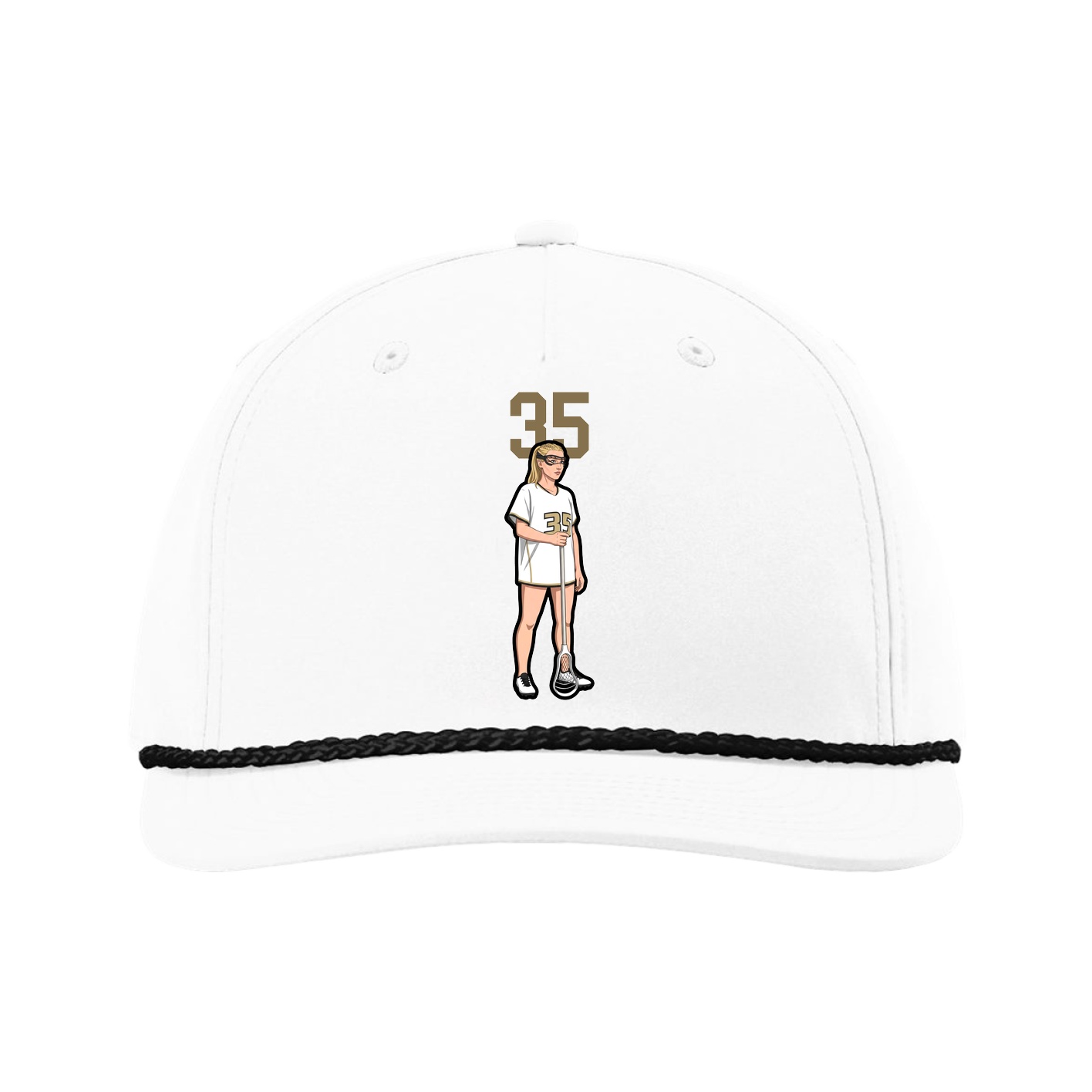 Five-Panel Classic Rope Cap — Number Top in White