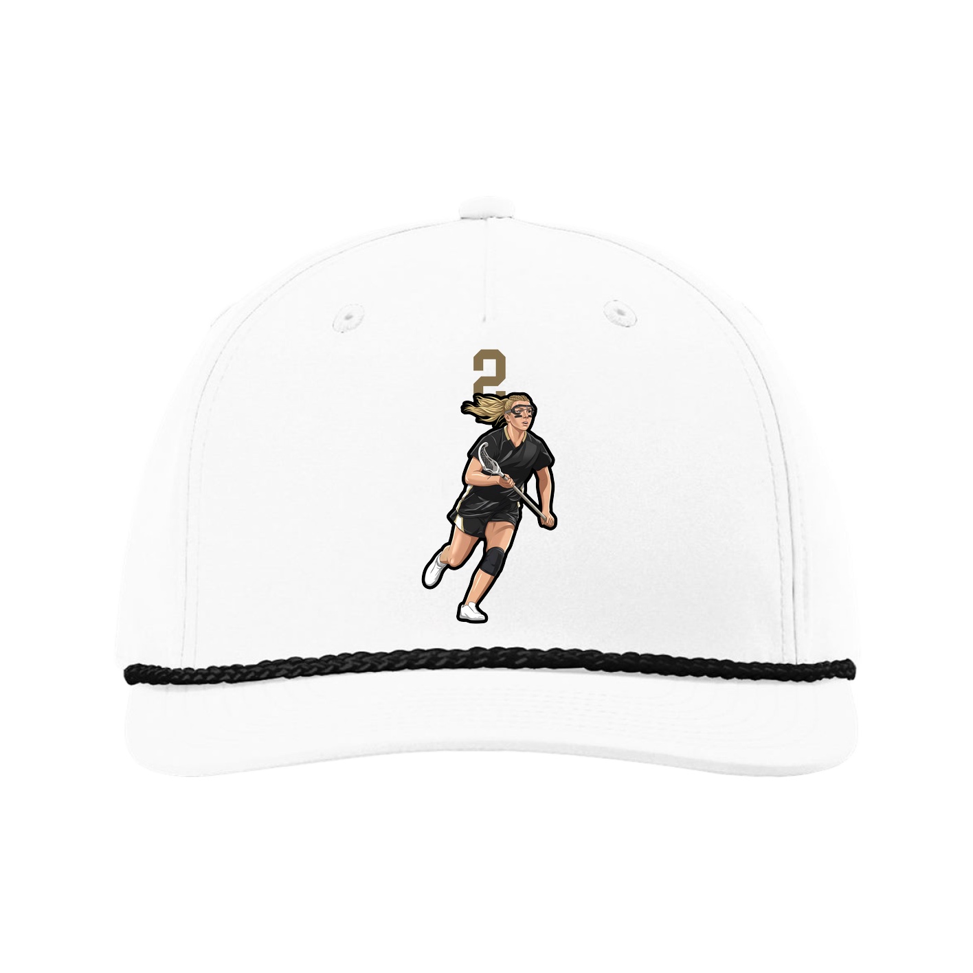 Five-Panel Classic Rope Cap — Number Top in White