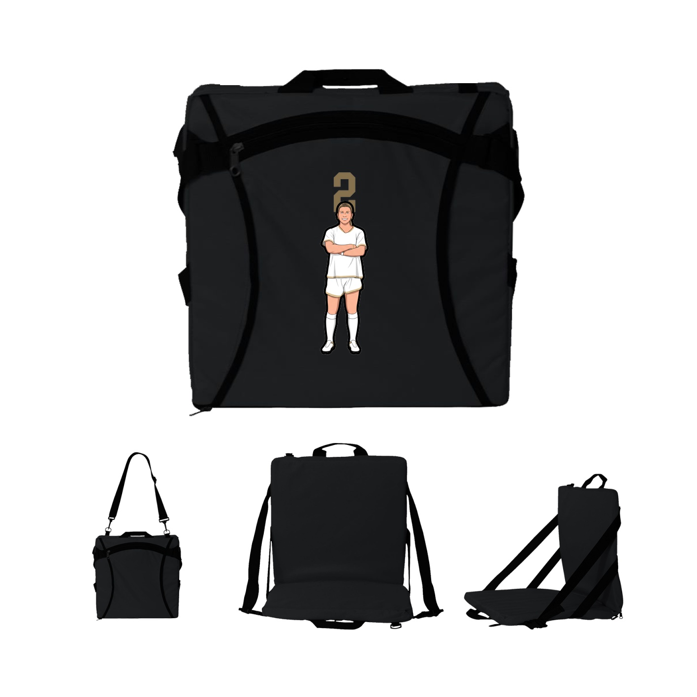 Folding Stadium Seat — Number Top in Black