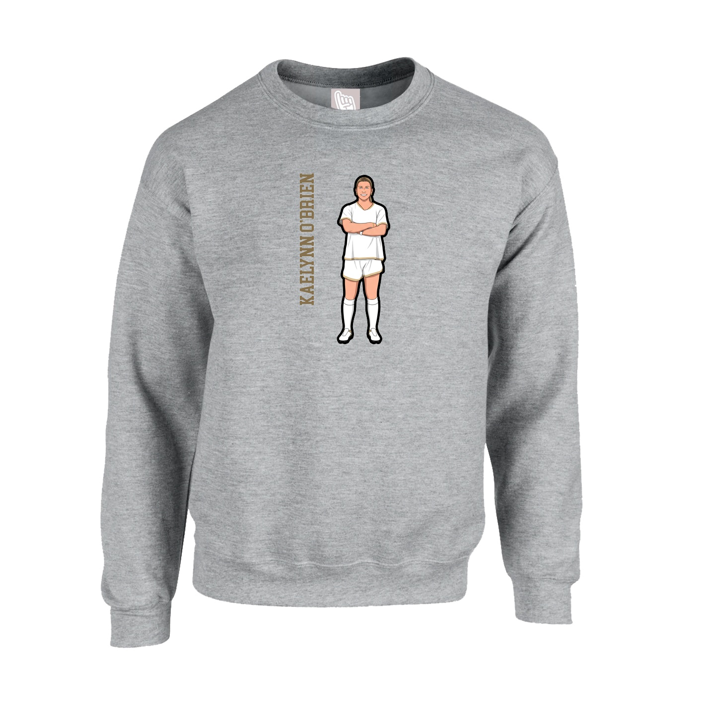 Fleece Crew — Name Vertical in Grey