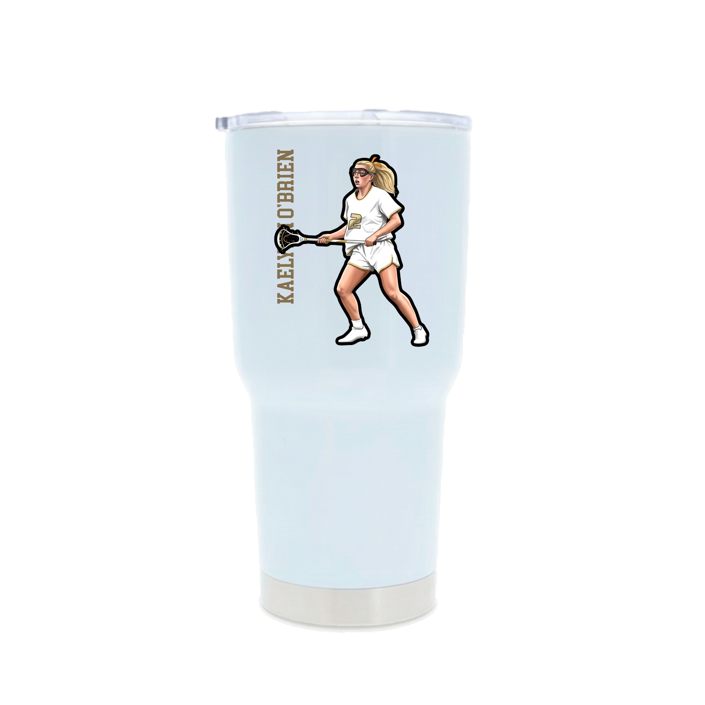 30oz Stainless Steel Tumbler — Name Vertical in White