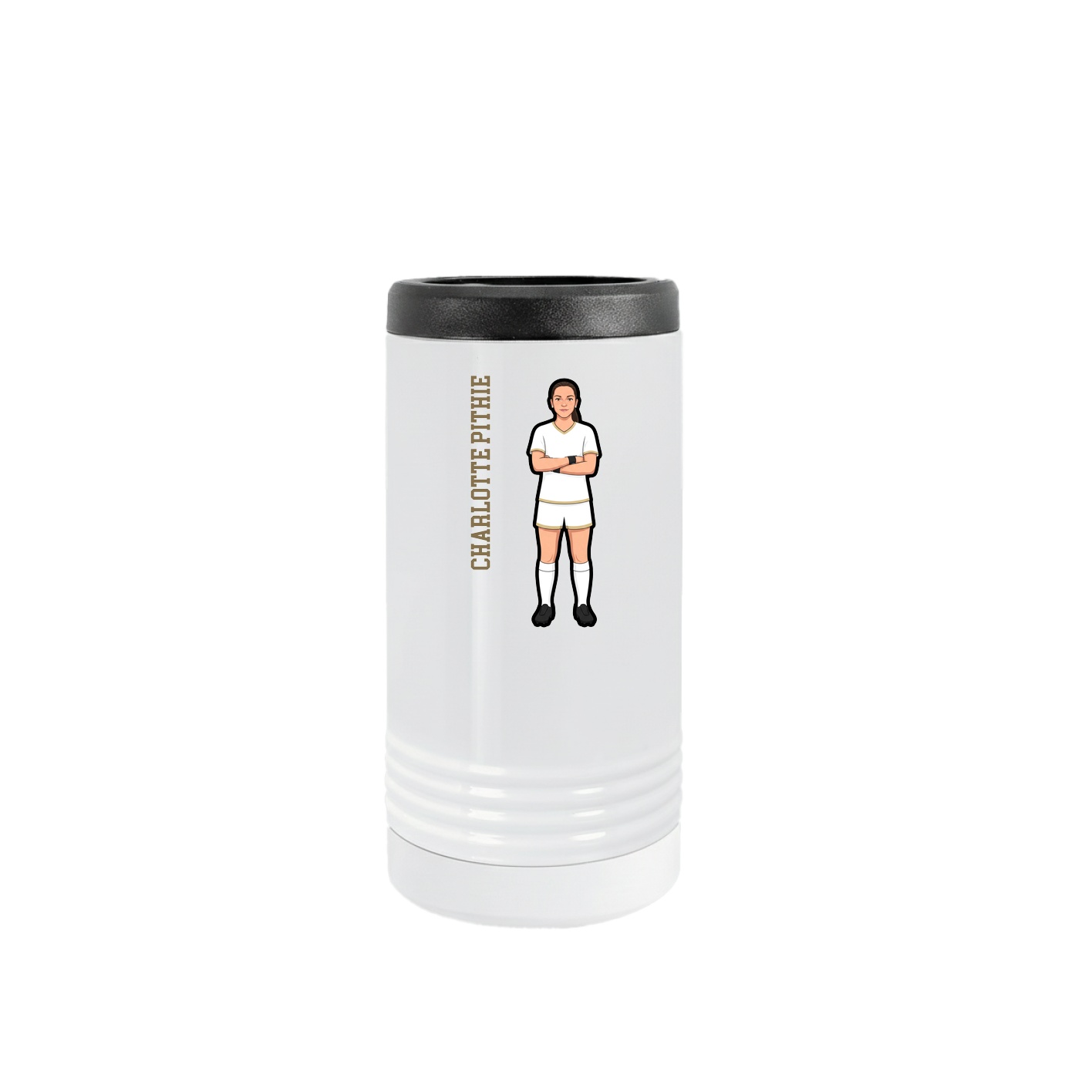 Slim Beverage Holder — Name Vertical in White