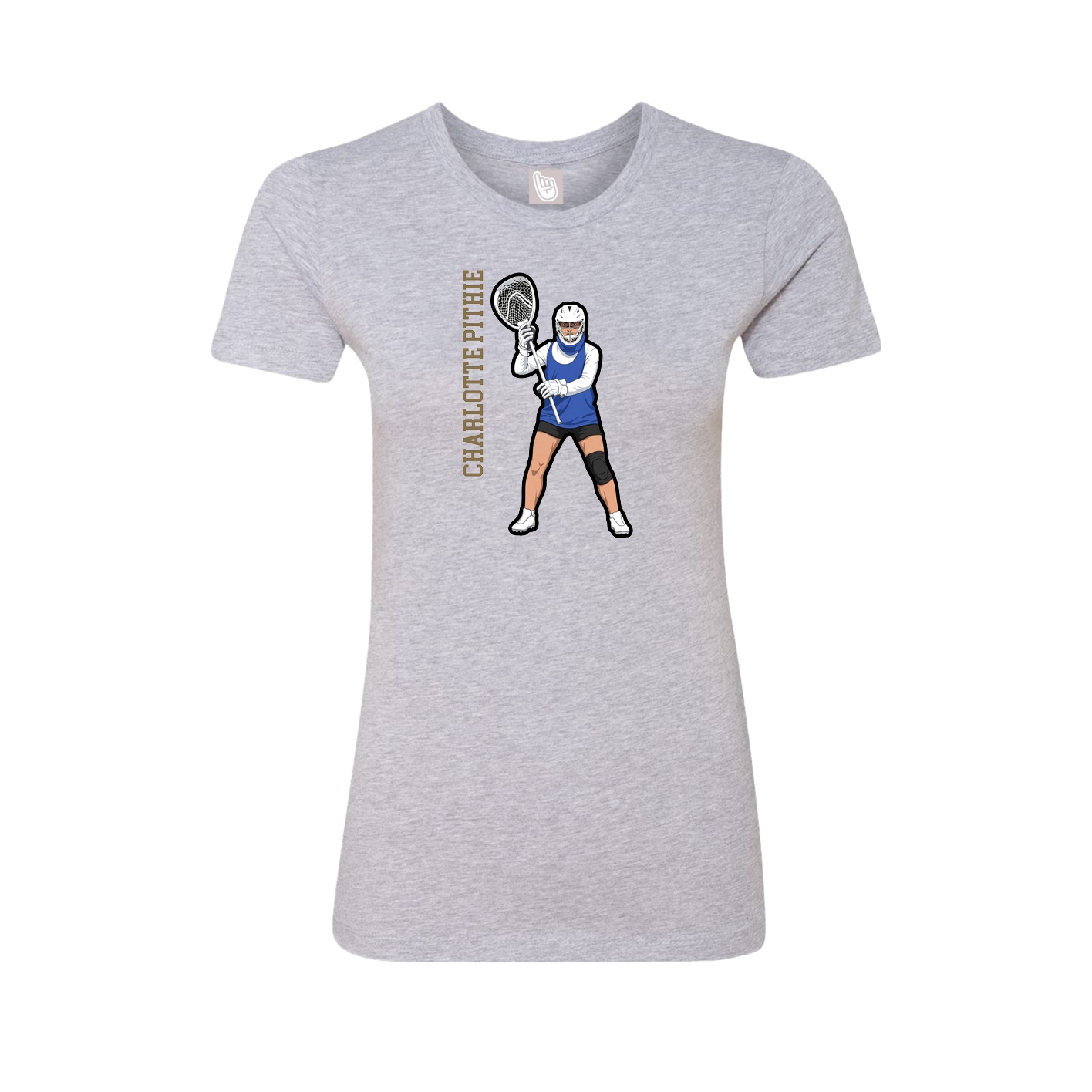 Fitted Women's Tee — Name Vertical in Grey