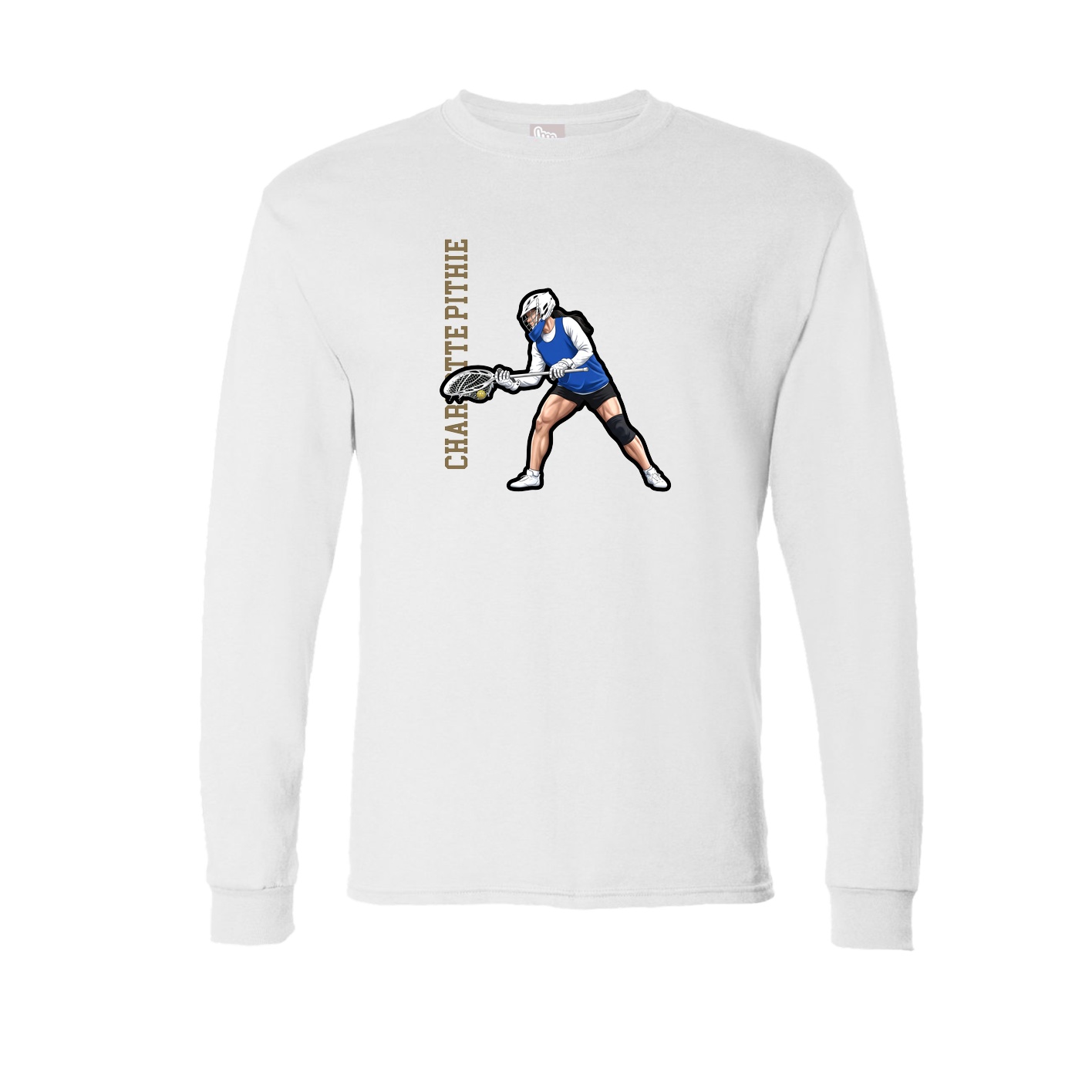 Long Sleeve Tee — Name Vertical in White