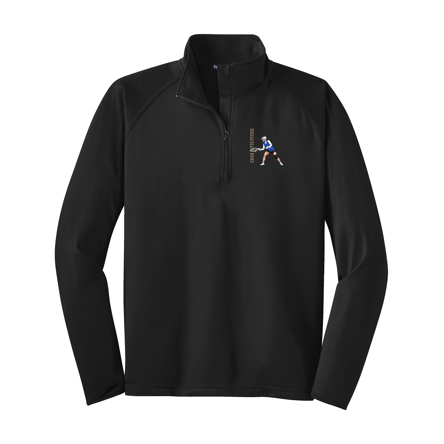 Q-Zip Pullover — Name Vertical in Black
