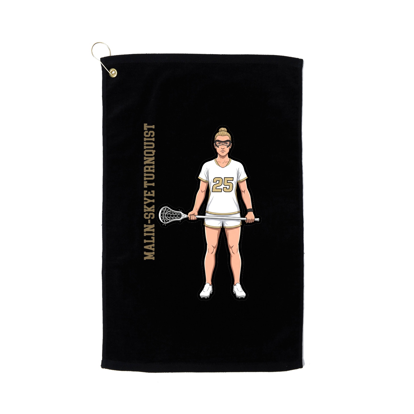 Golf Towel — Name Vertical in Black