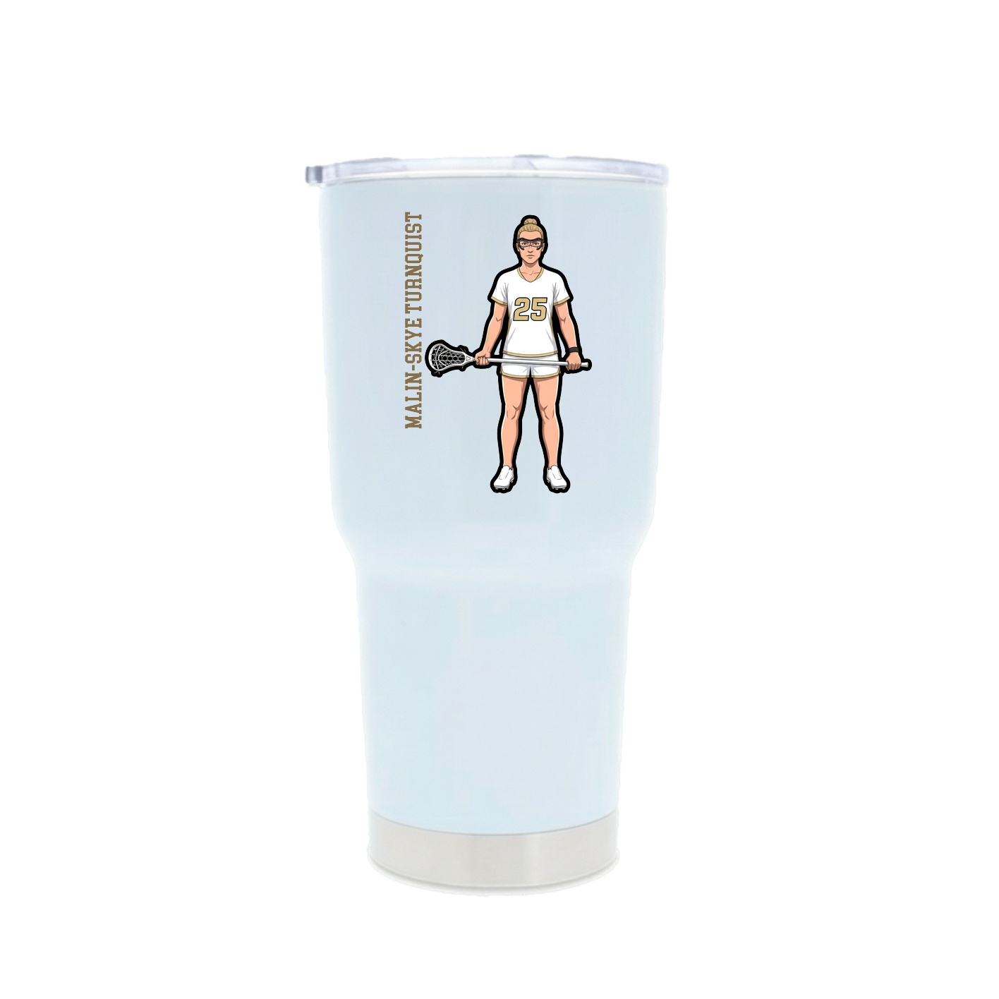 30oz Stainless Steel Tumbler — Name Vertical in White