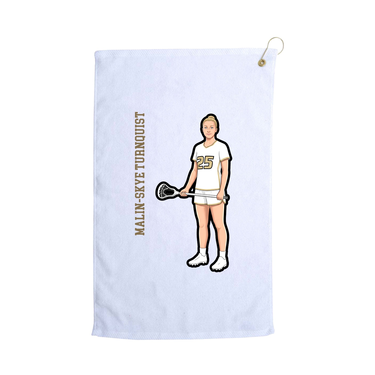 Golf Towel — Name Vertical in White