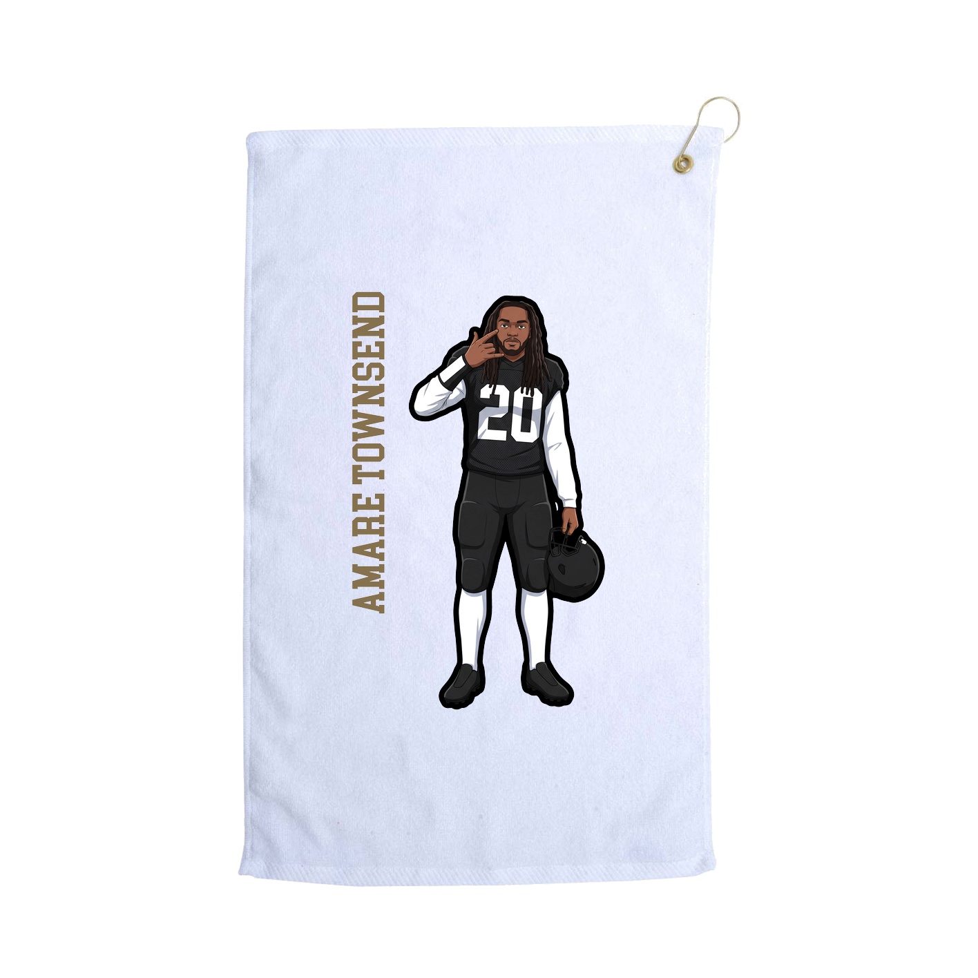Golf Towel — Name Vertical in White