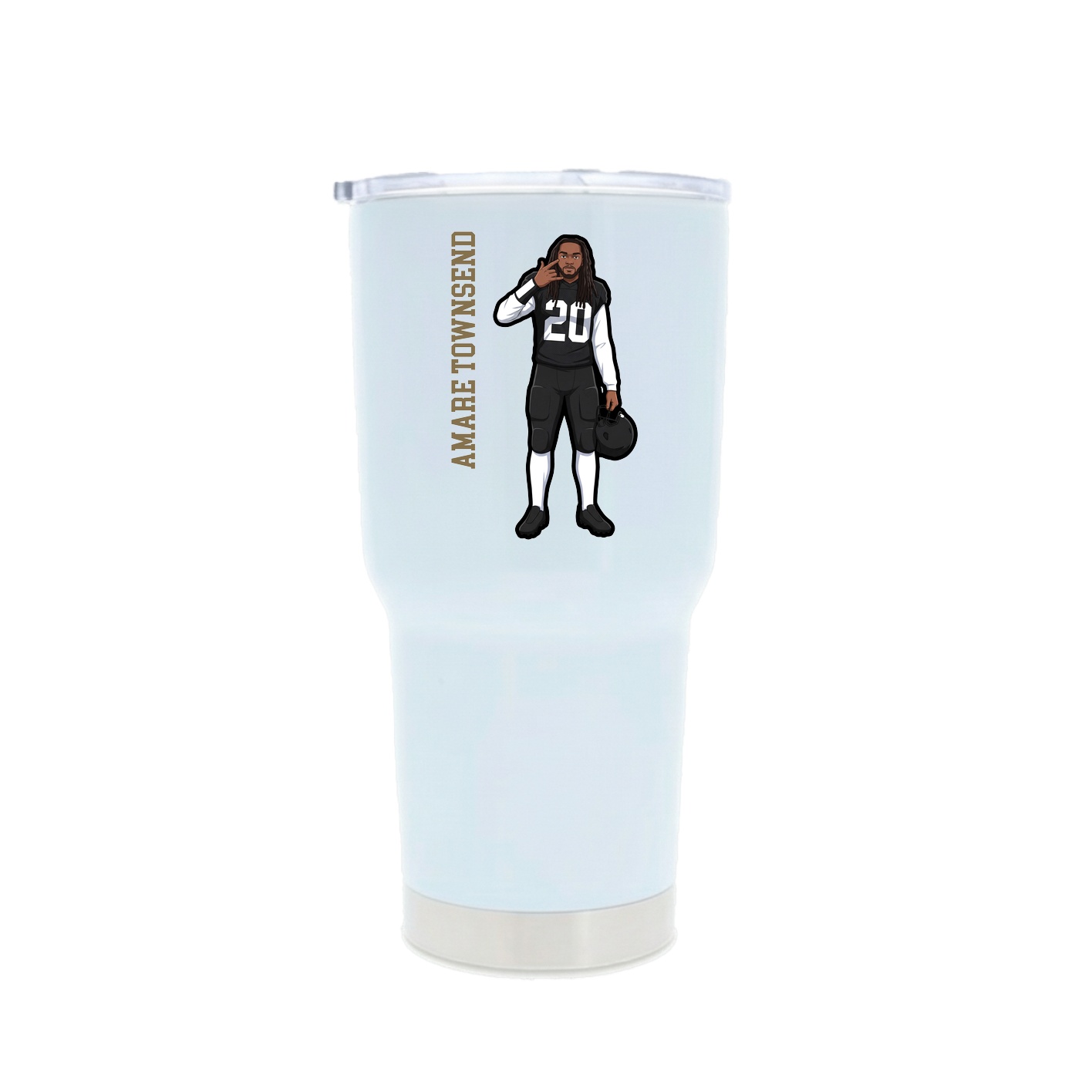 30oz Stainless Steel Tumbler — Name Vertical in White