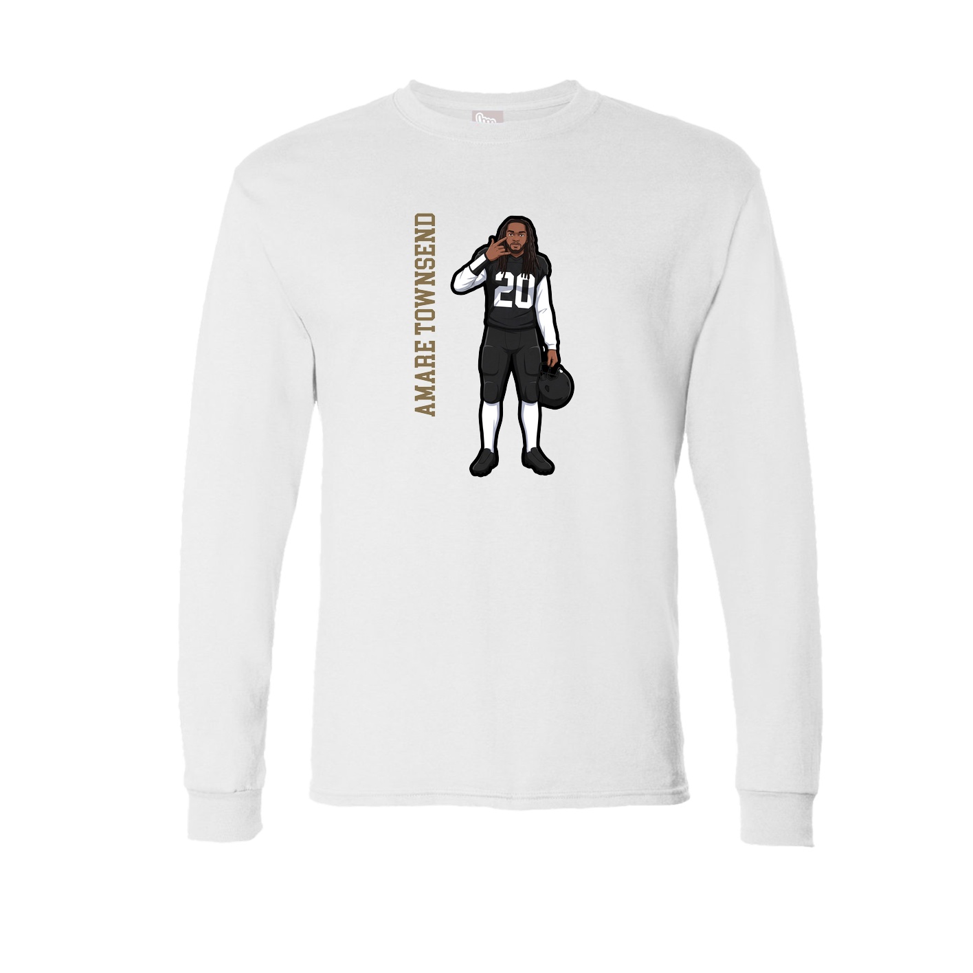 Long Sleeve Tee — Name Vertical in White