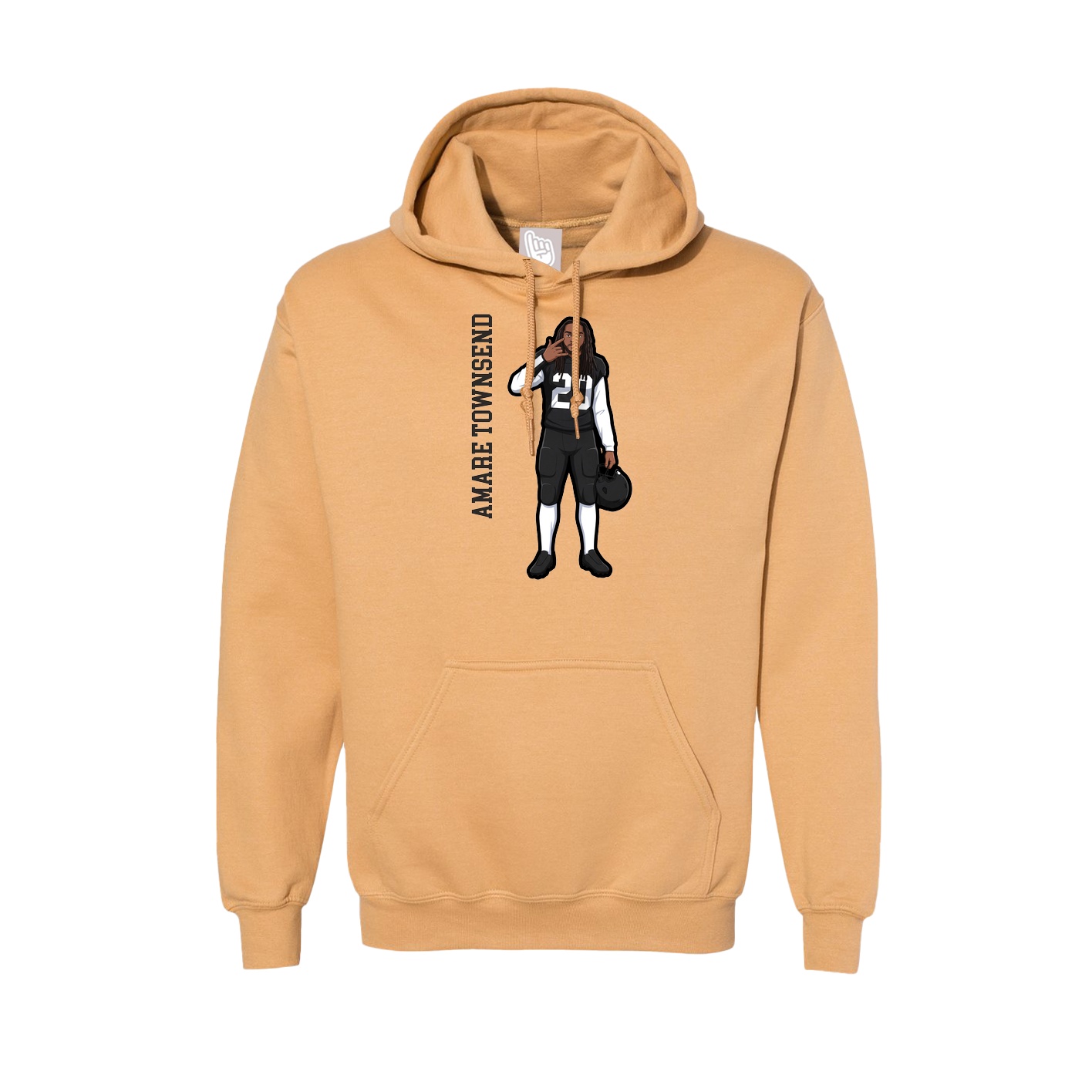 Hoodie — Name Vertical in Vegas Gold