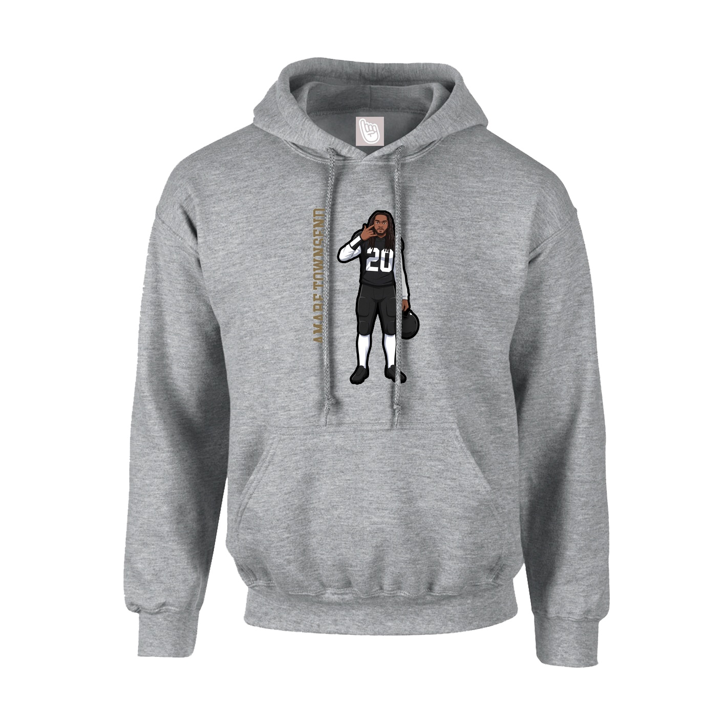 Youth Hoodie — Name Vertical in Grey