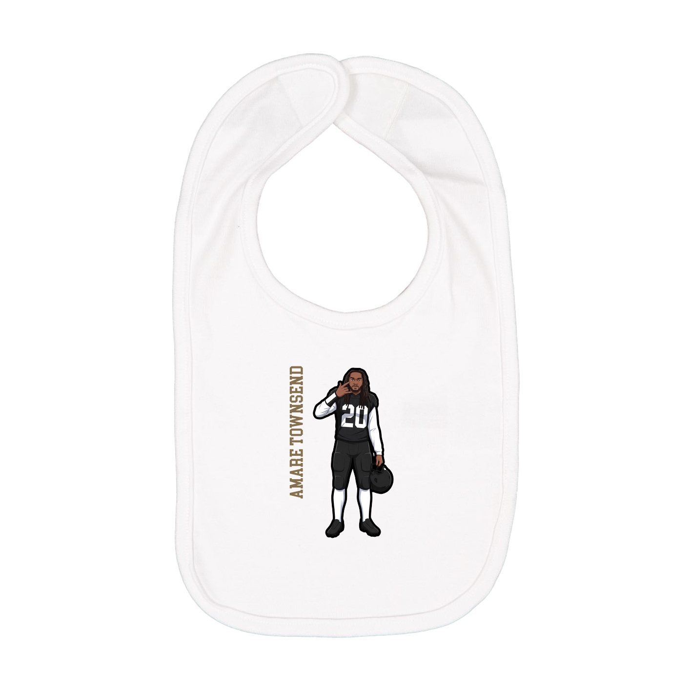Infant Bib — Name Vertical in White